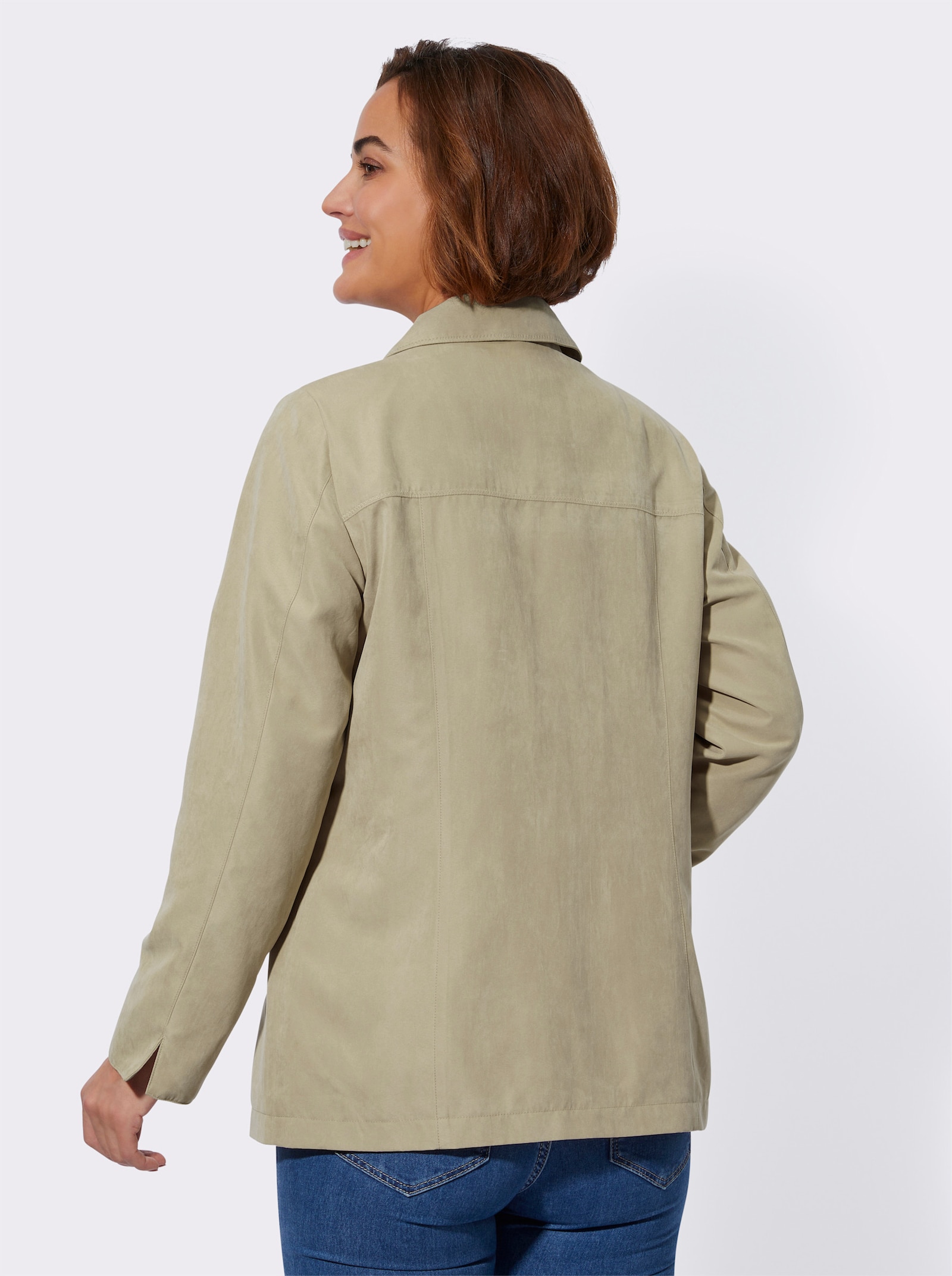 Lederimitatjacke mit Zick-Zack-Nähten - schlamm