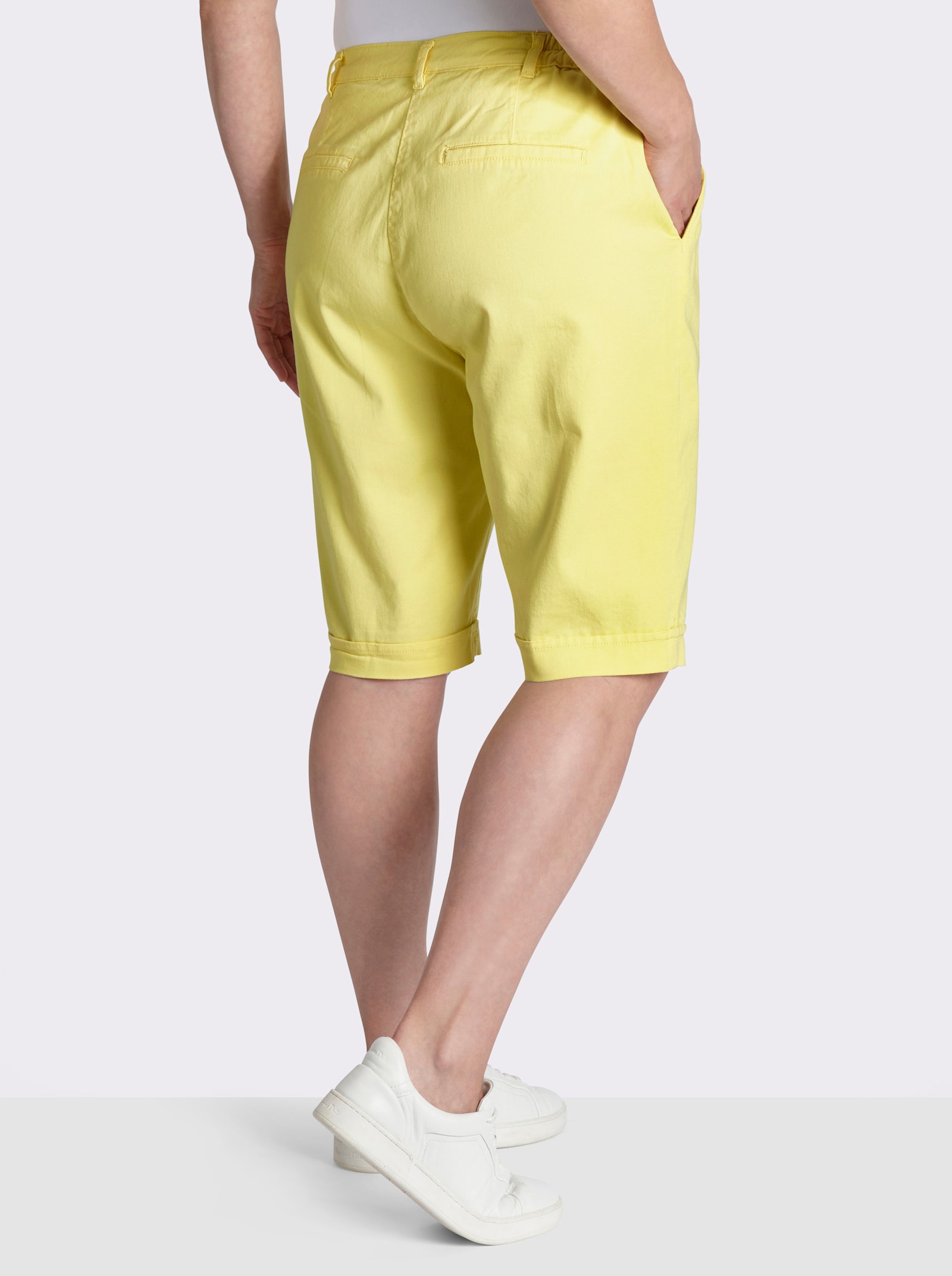 Jeansbermudas mit Dehnbund hinten - zitrone