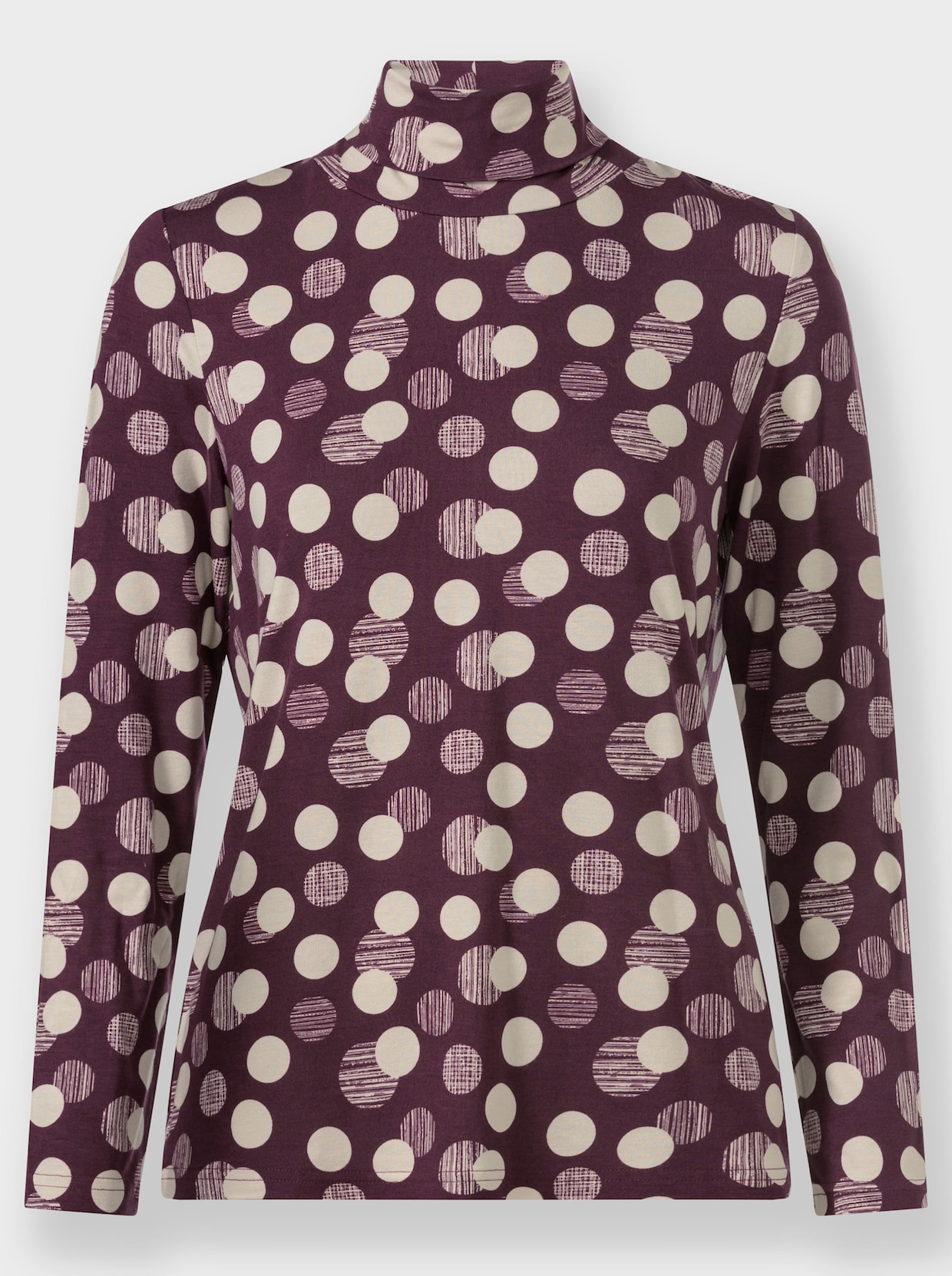 Shirt met rolkraag - bordeaux/champagne bedrukt
