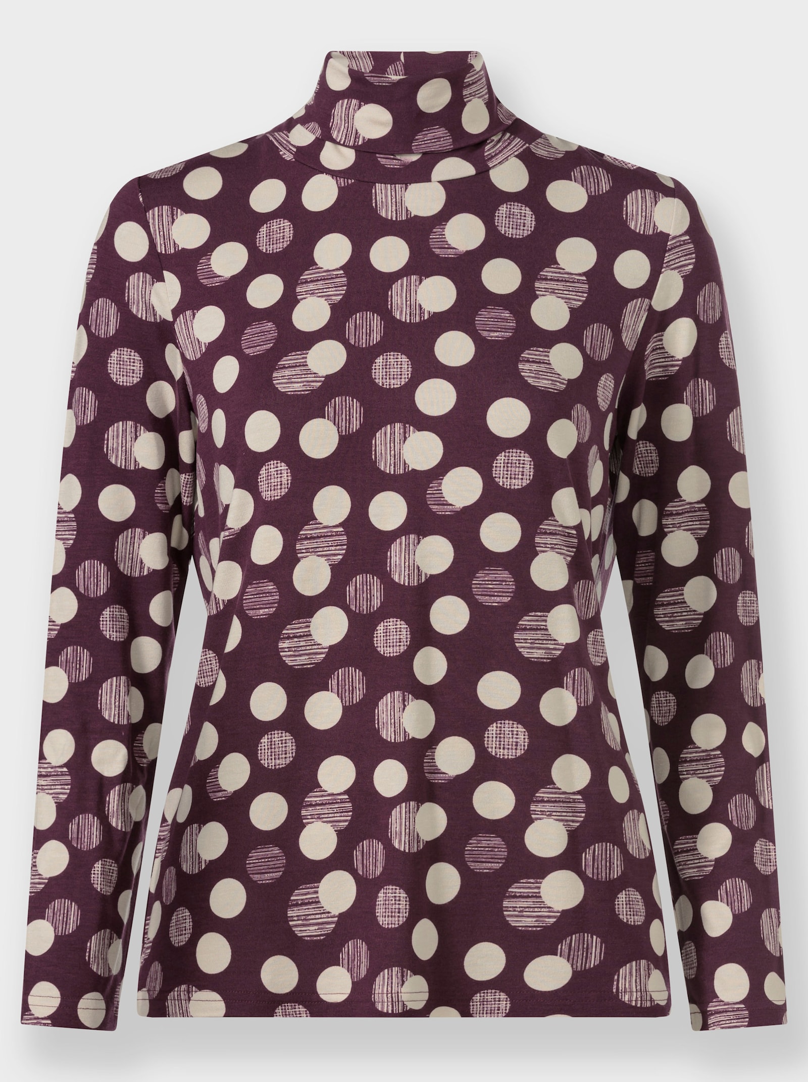 Rollkragenshirt mit Punkte-Druckdessin - burgund-champagner-bedruckt