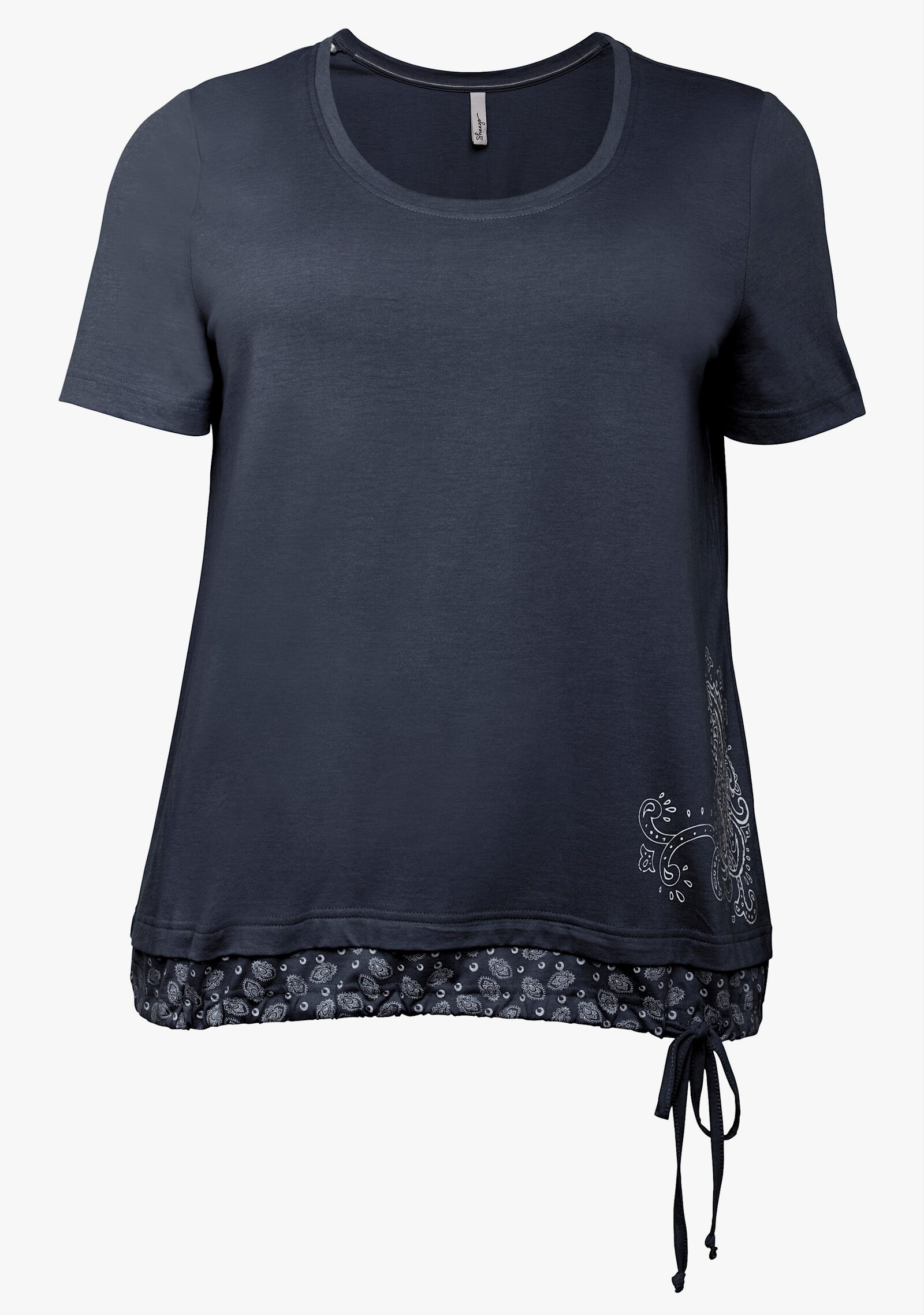 sheego Kurzarmshirt in 2-in-1-Optik - marine