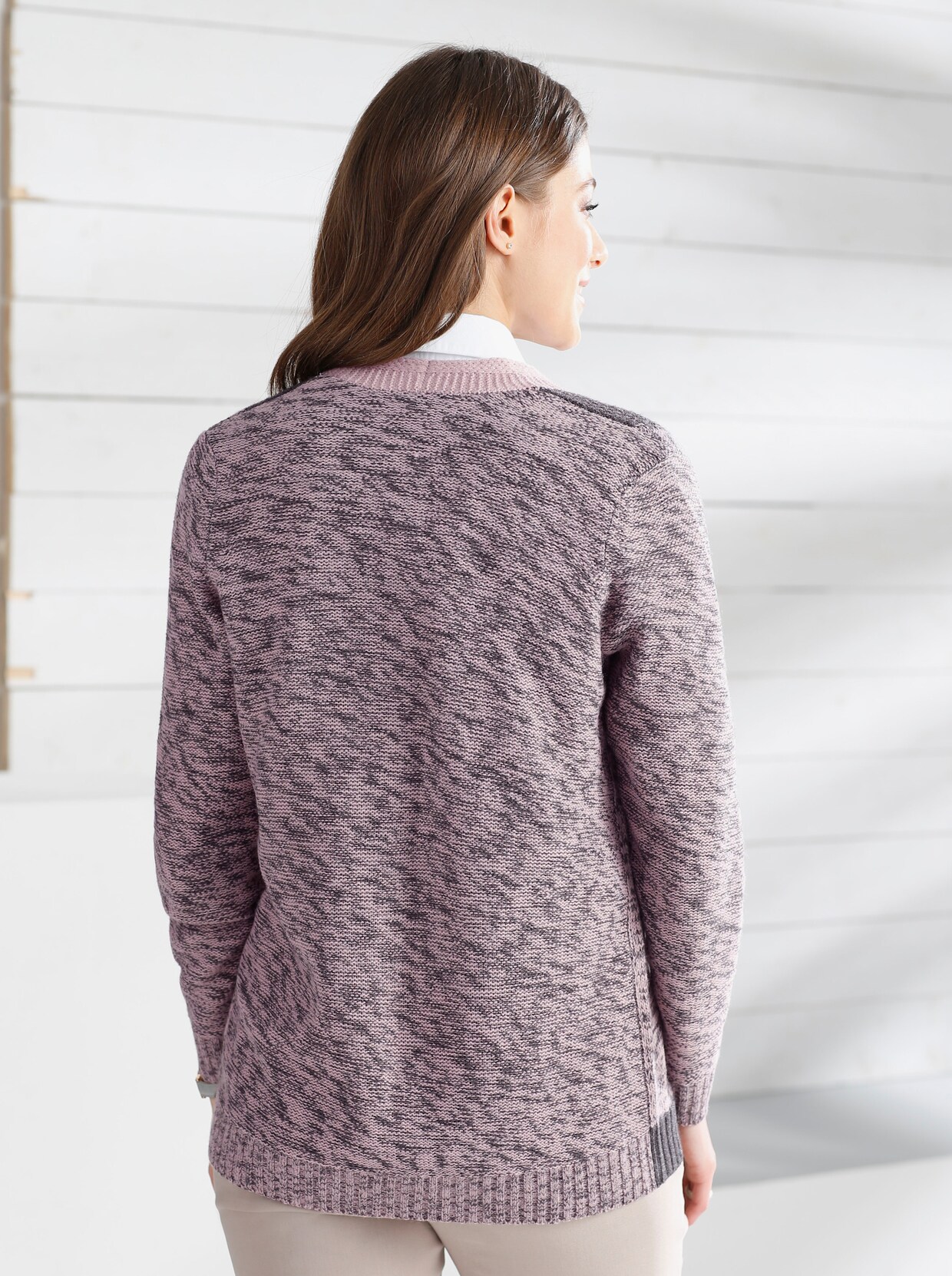 Pletený sveter - svetloružovo-sivá