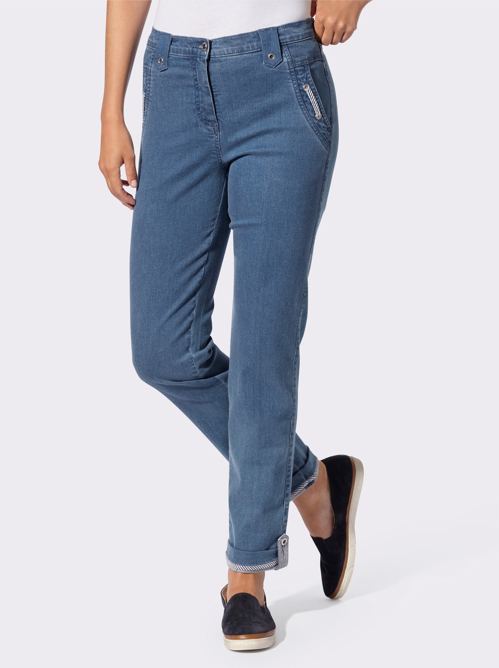 Schlupfjeans in Baumwoll-Stretch-Qualität - blue-bleached