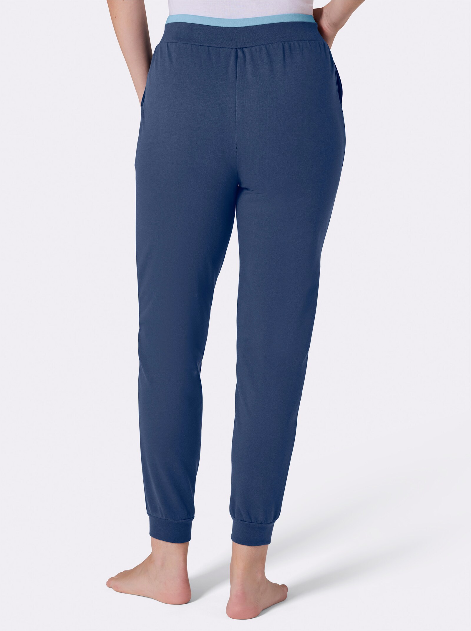 feel good Dehnbund-Hose mit Bündchen - jeansblau-aqua