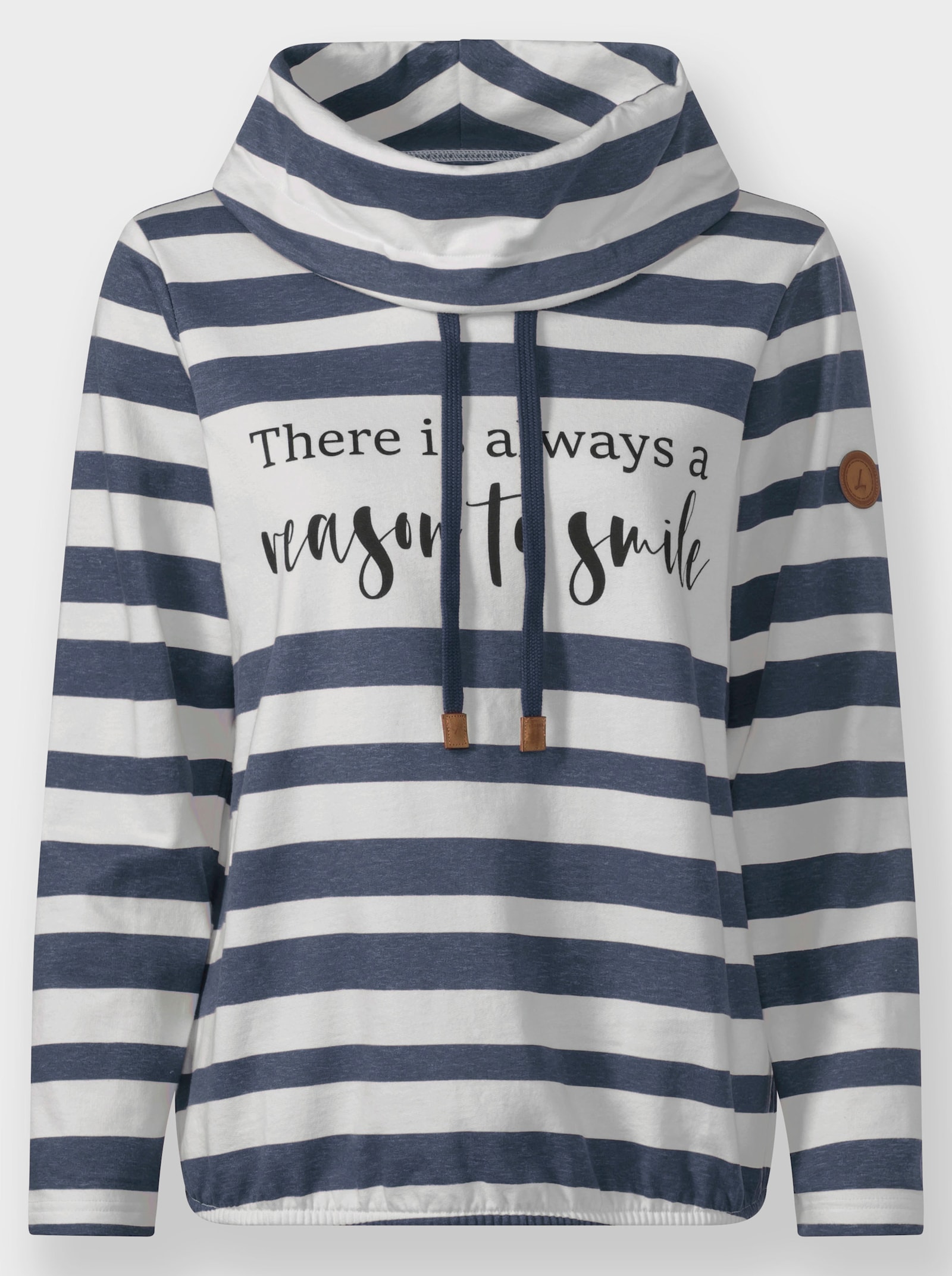 Sweatshirt mit elastischem Saum - dunkelblau-ecru-geringelt