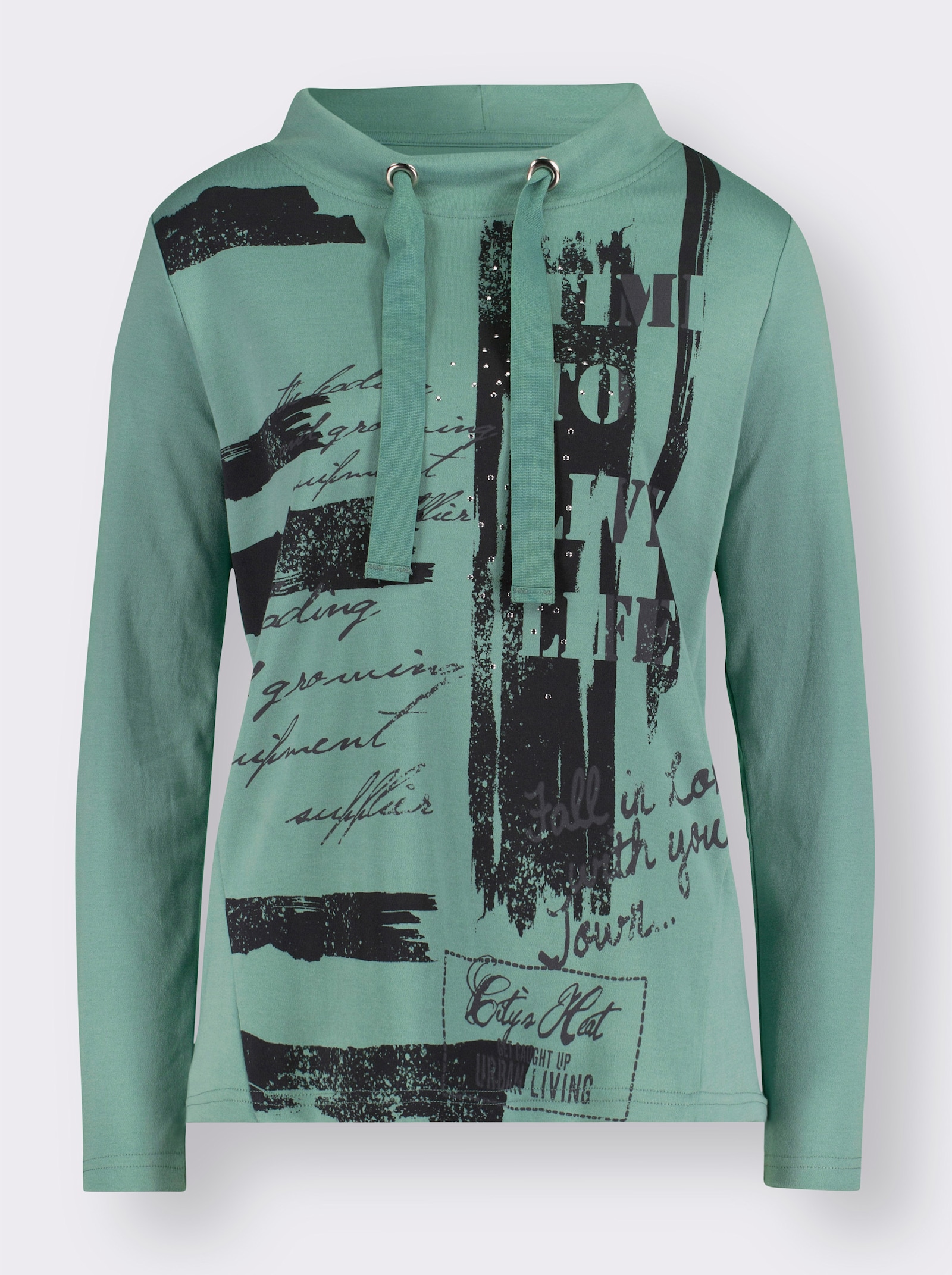 Sweatshirt met grafische print - salie