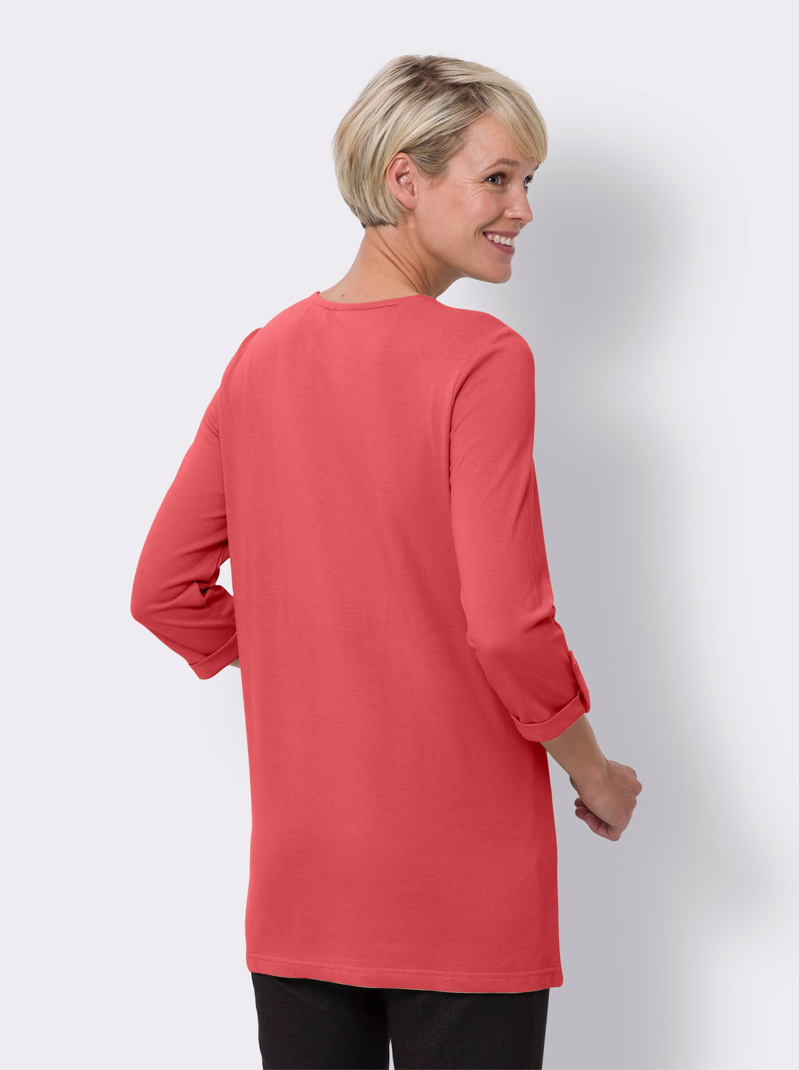Longshirt in Pikee-Qualität - grapefruit