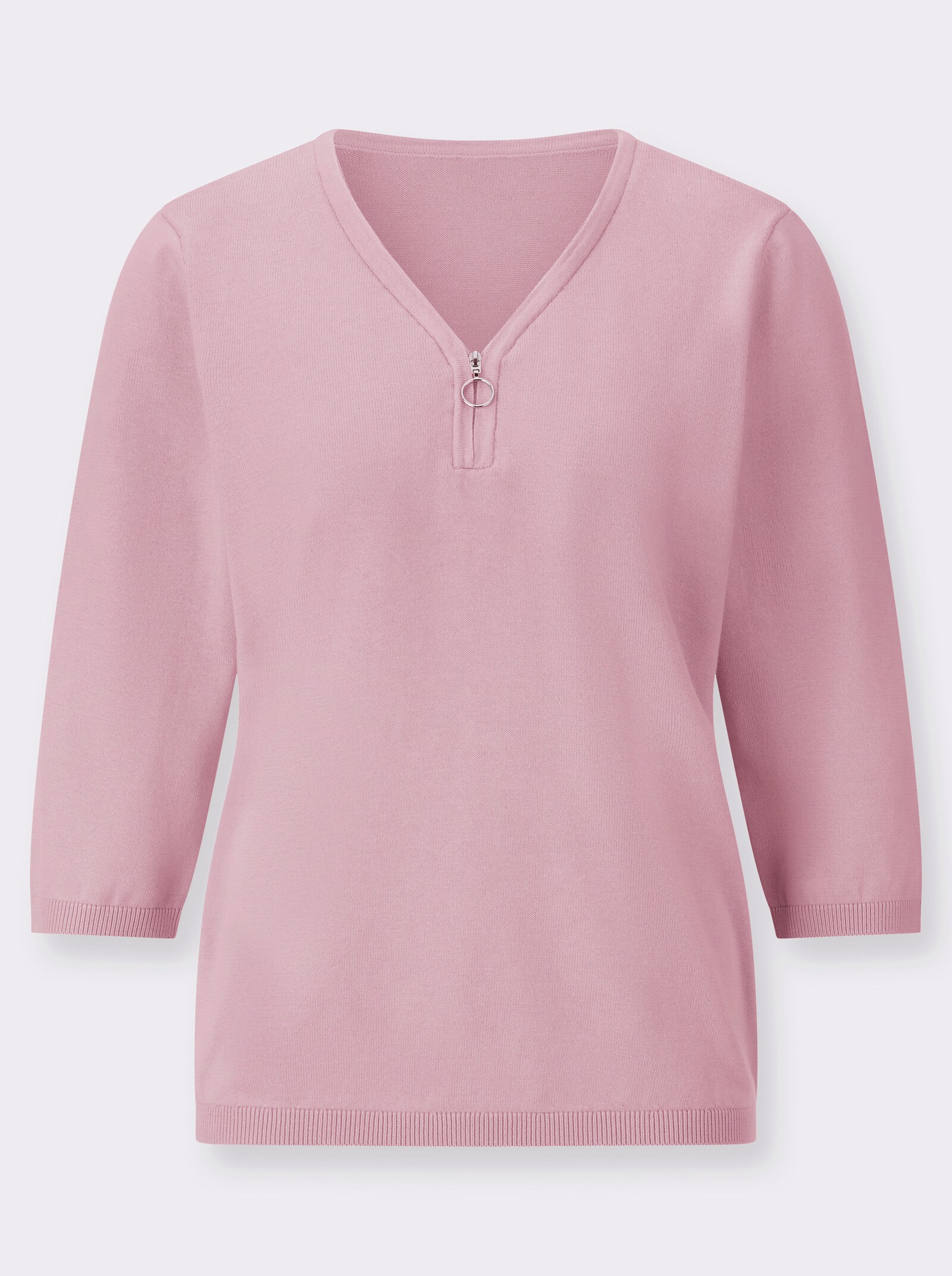 V-Ausschnitt-Pullover in formstabiler Qualität - rosé