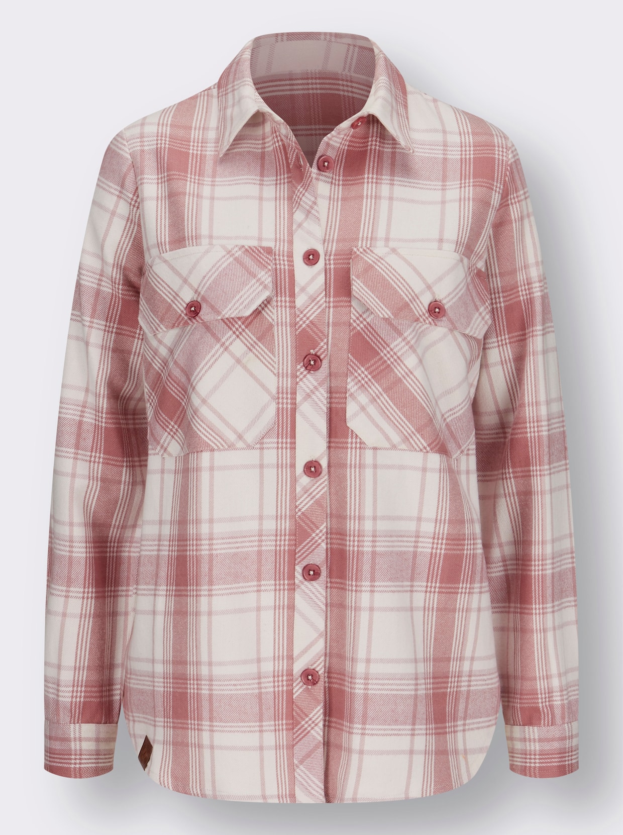 Flanellbluse - rosenholz-champagner-kariert
