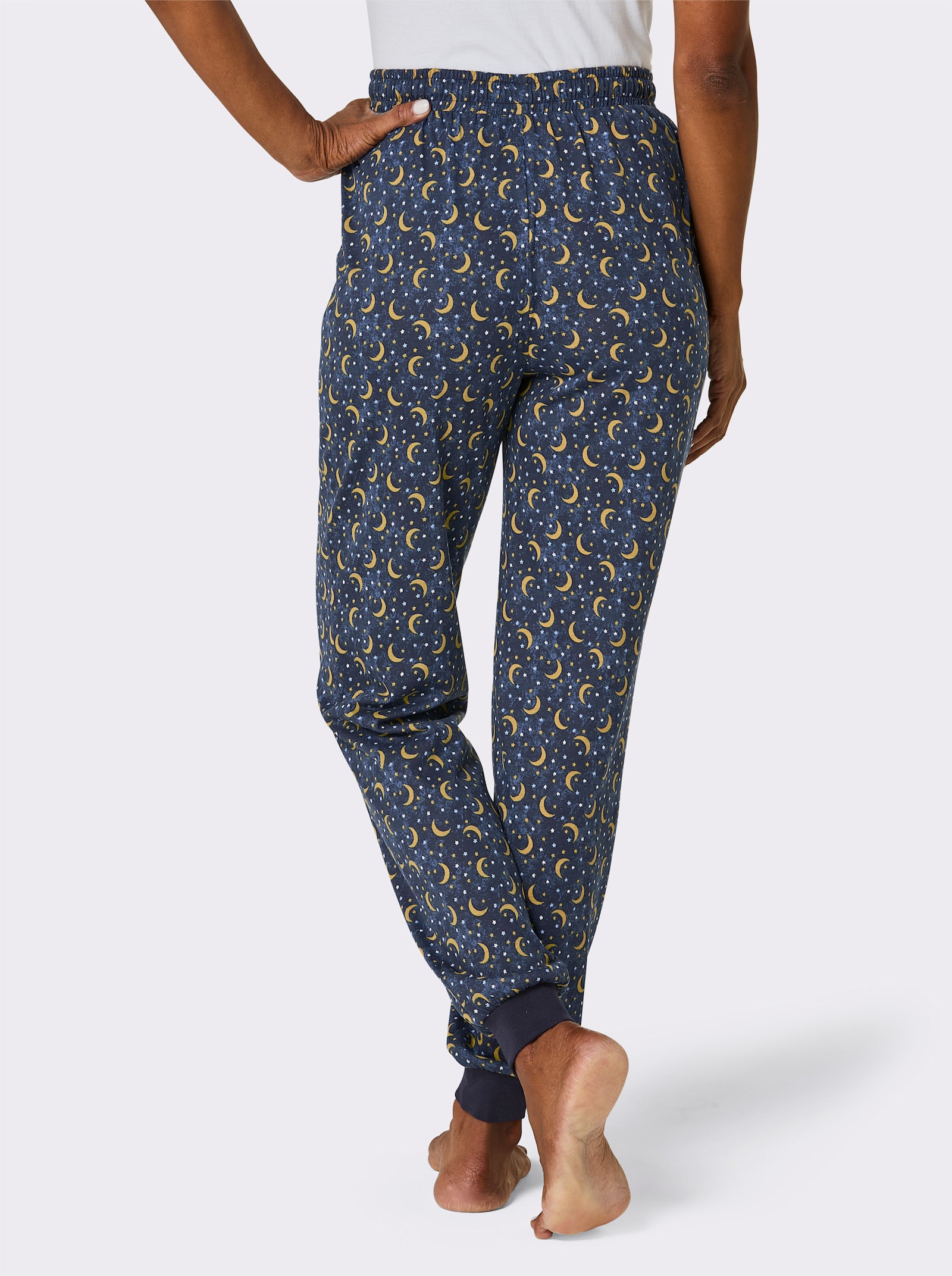 wäschepur Schlafanzug-Hose - marine-ocker-bedruckt