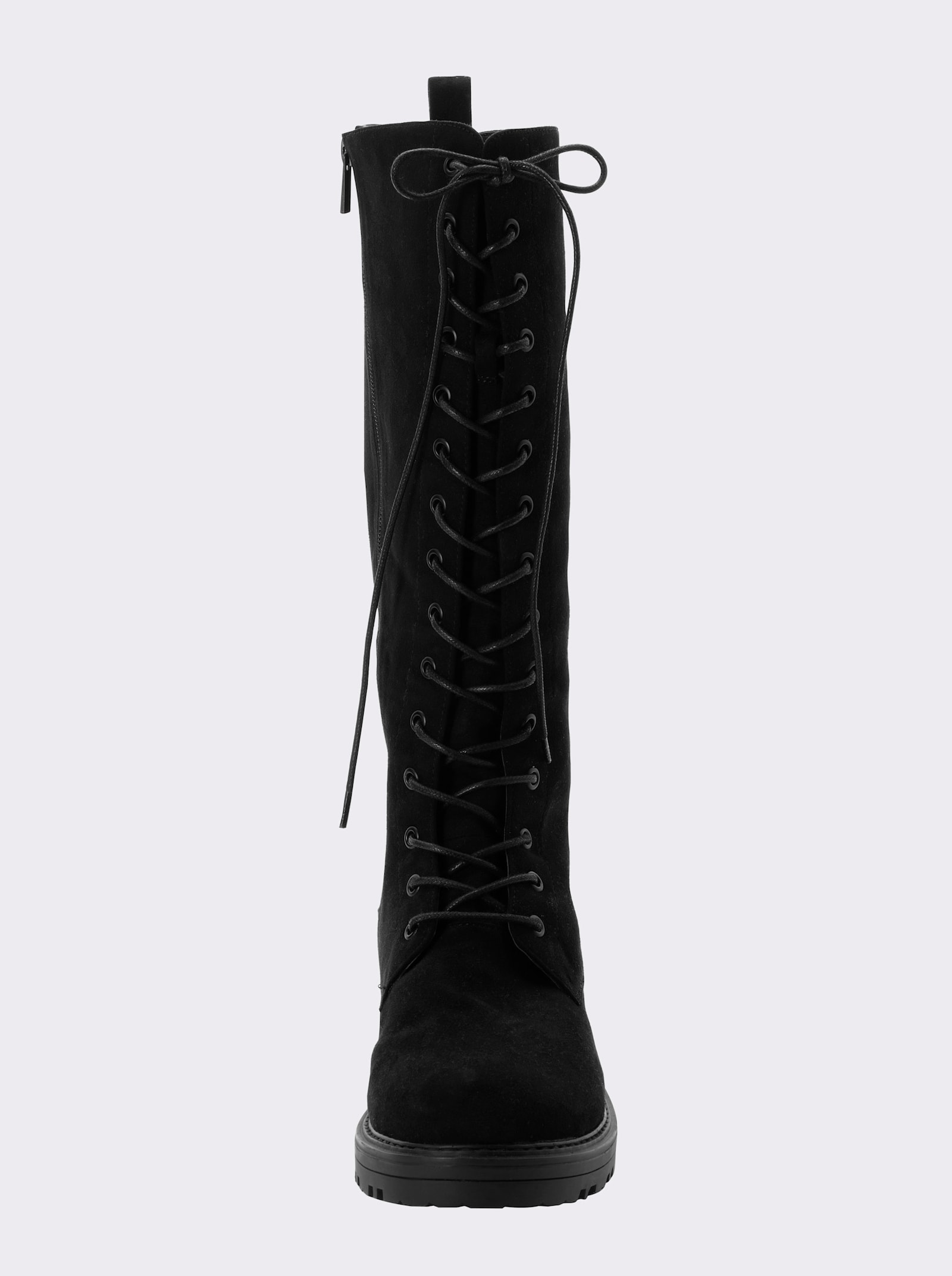 sheego Schnürstiefel in Wildleder-Optik - schwarz
