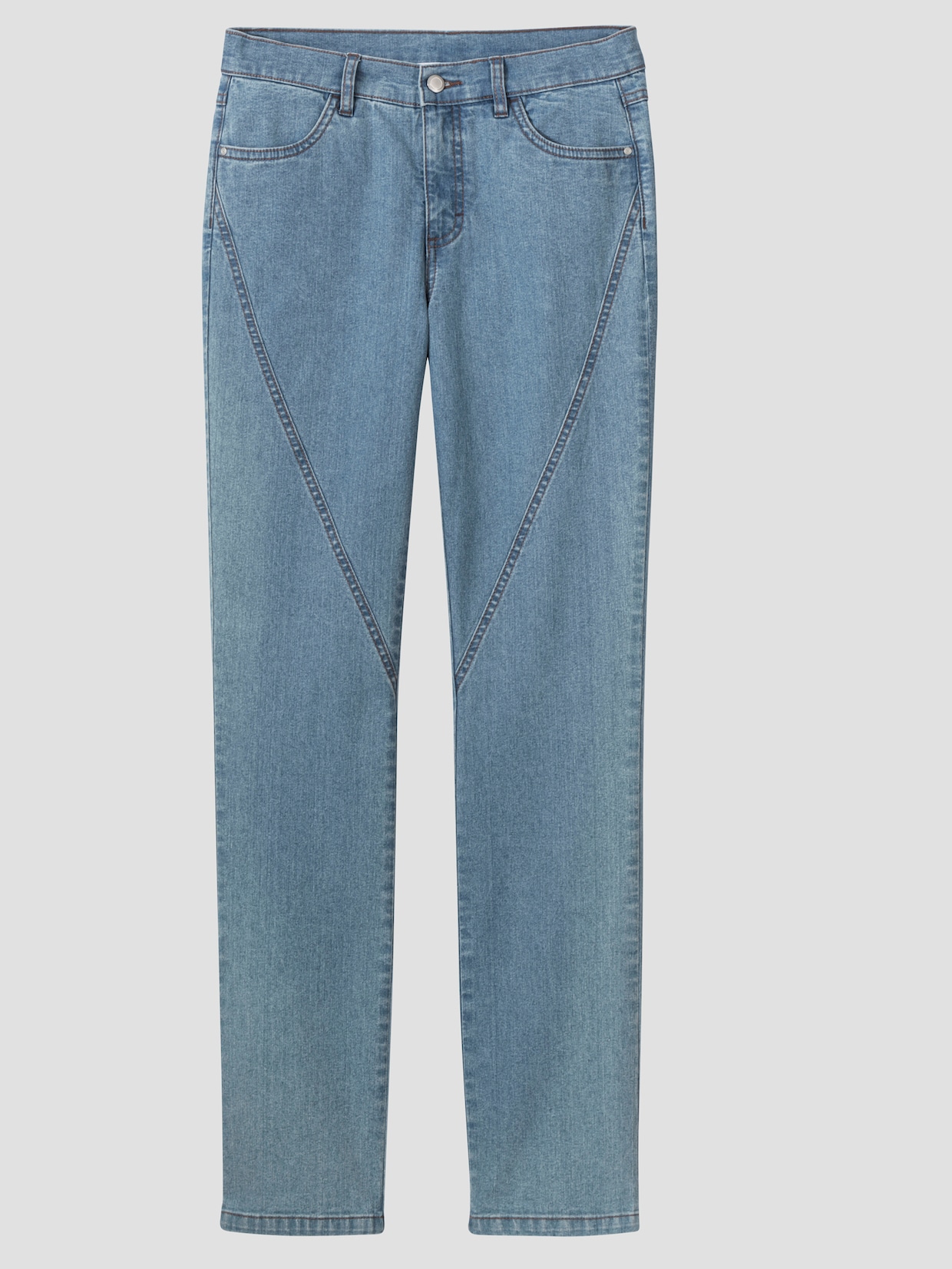 Jeans mit Ziernähten vorne - blue-bleached