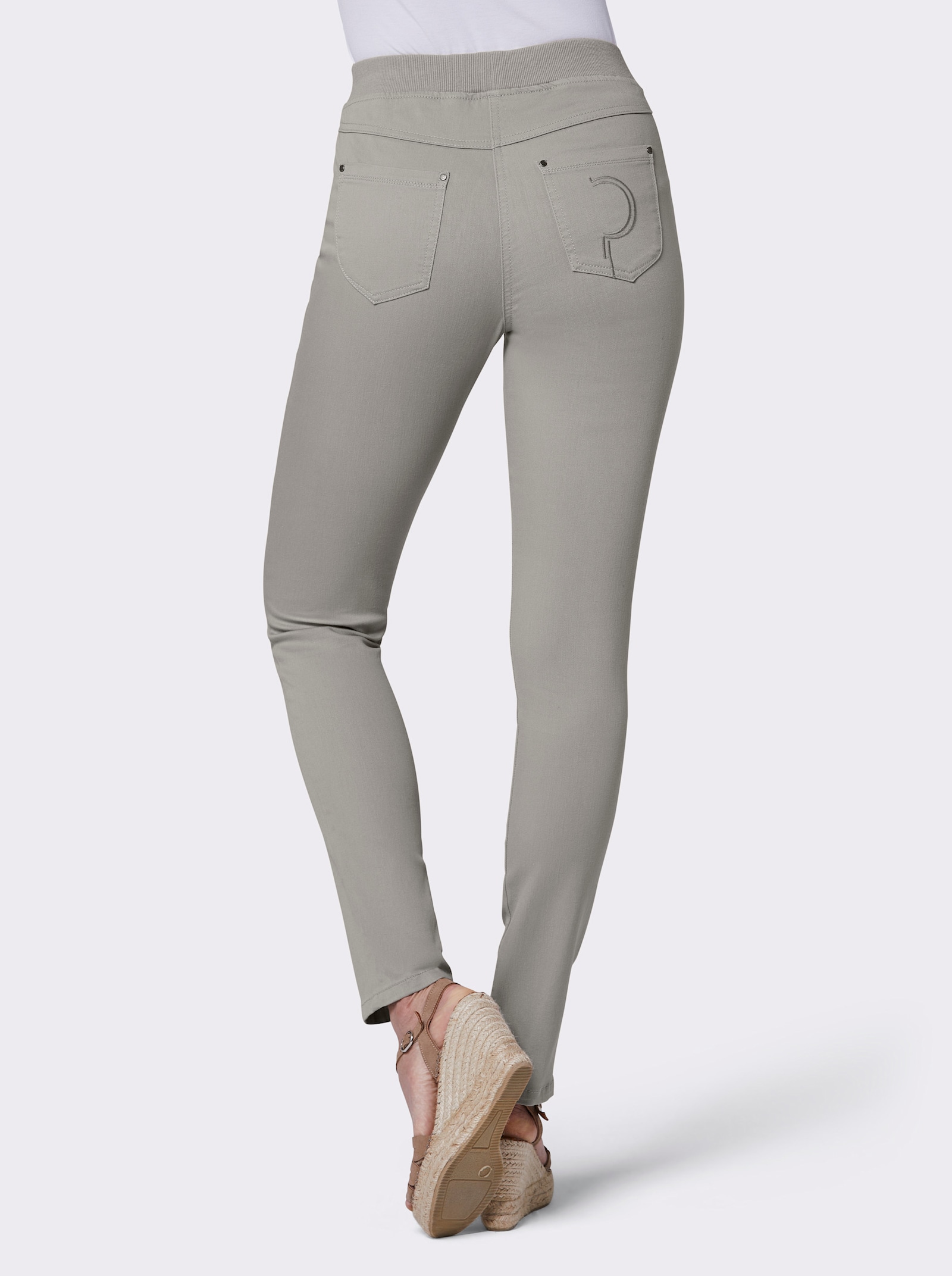 CREATION L PREMIUM Jeans mit Rippenstrick-Bund - grey denim