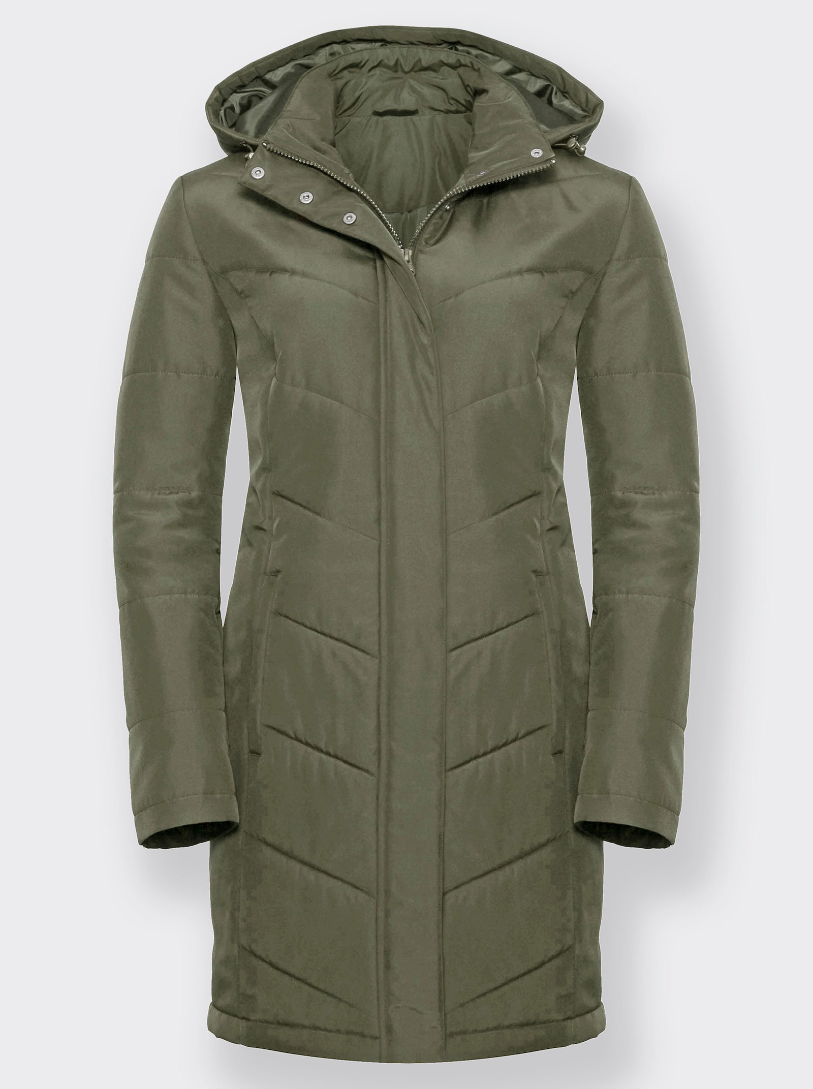 Longjacke mit abnehmbarer Kapuze - khaki
