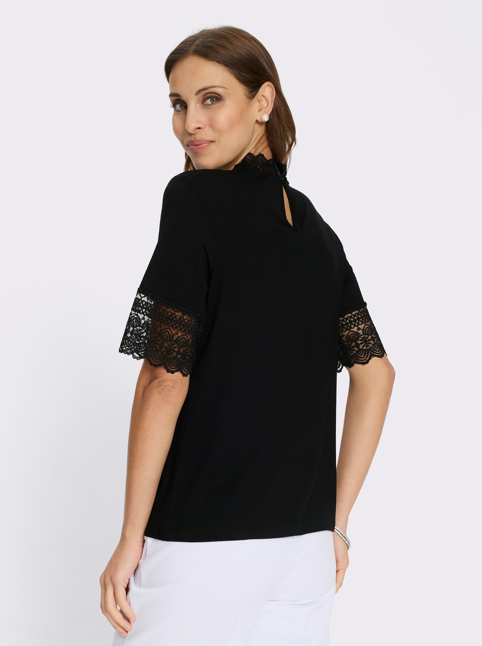 Spitzen-Shirt - schwarz