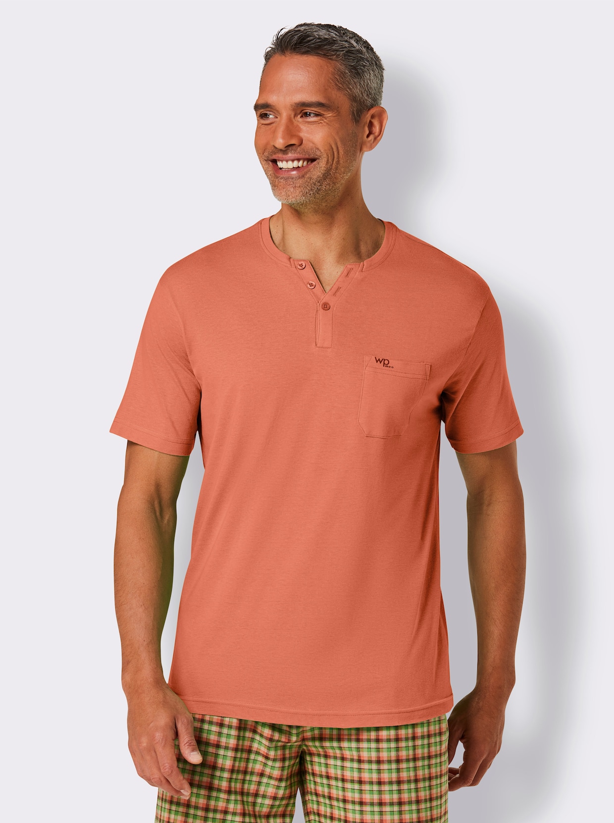 wäschepur men Pyjama-Shirt - papaya