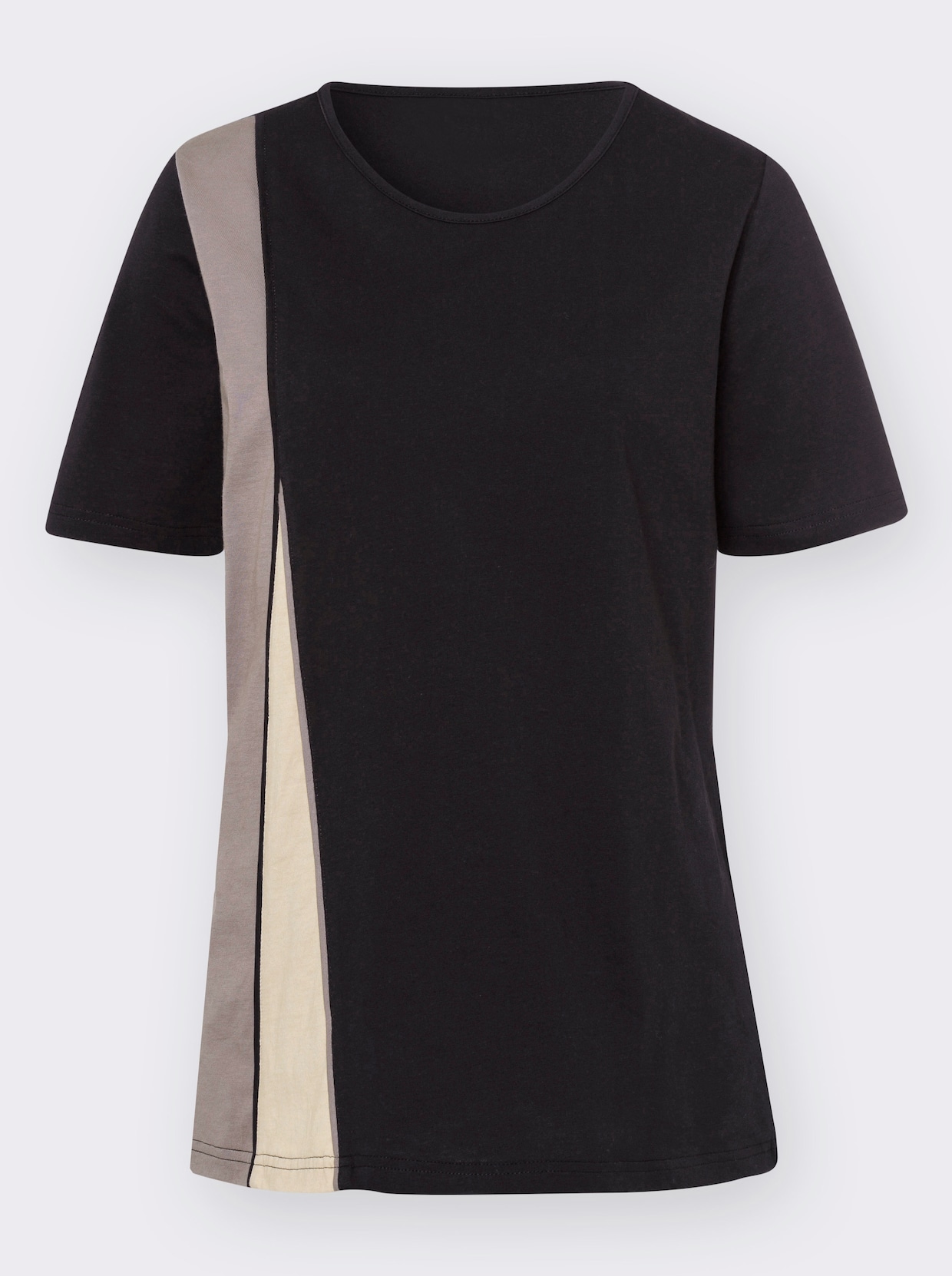 Shirt met ronde hals - zwart/taupe