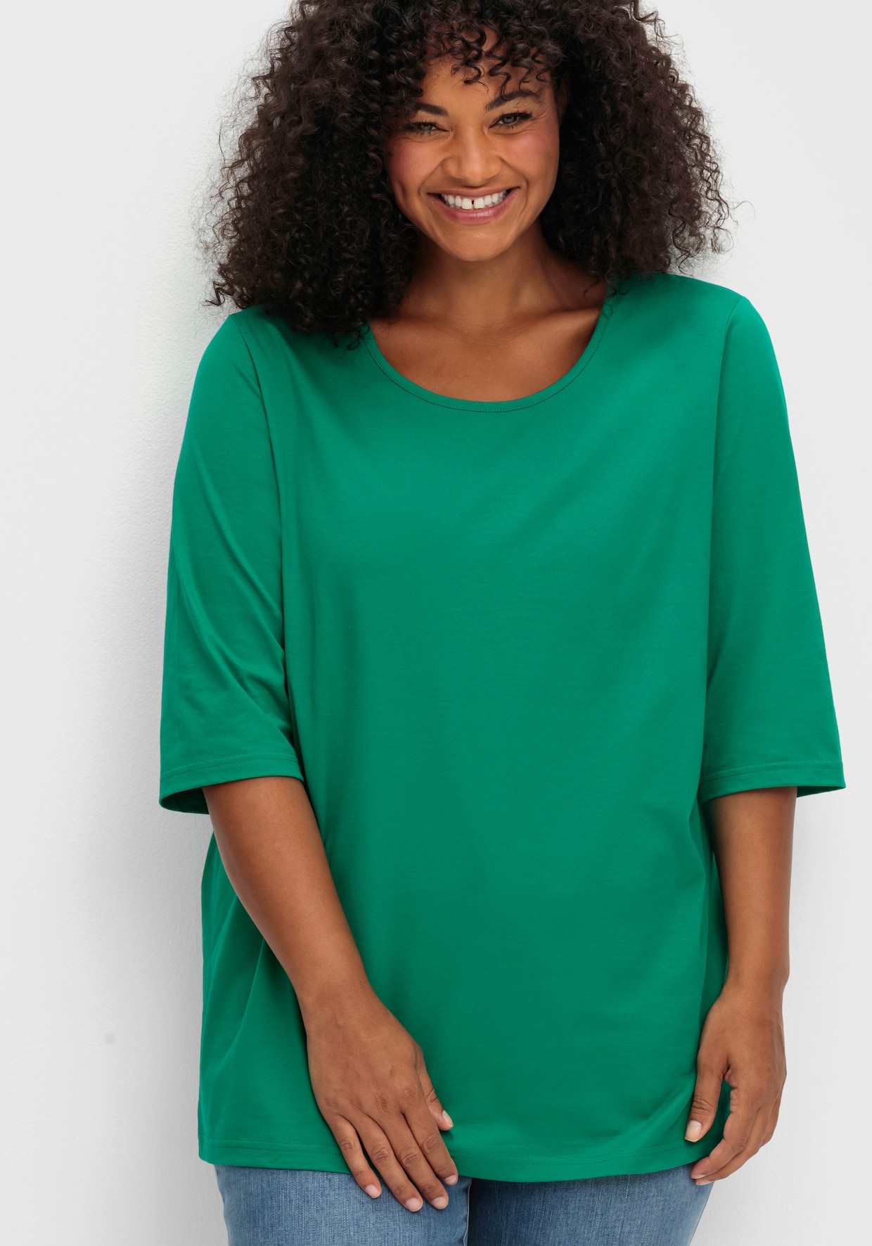 sheego 3/4-Arm-Shirt - grün