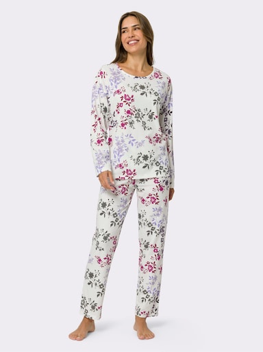 Schlafanzug mit Blumen-Muster - ecru-bedruckt