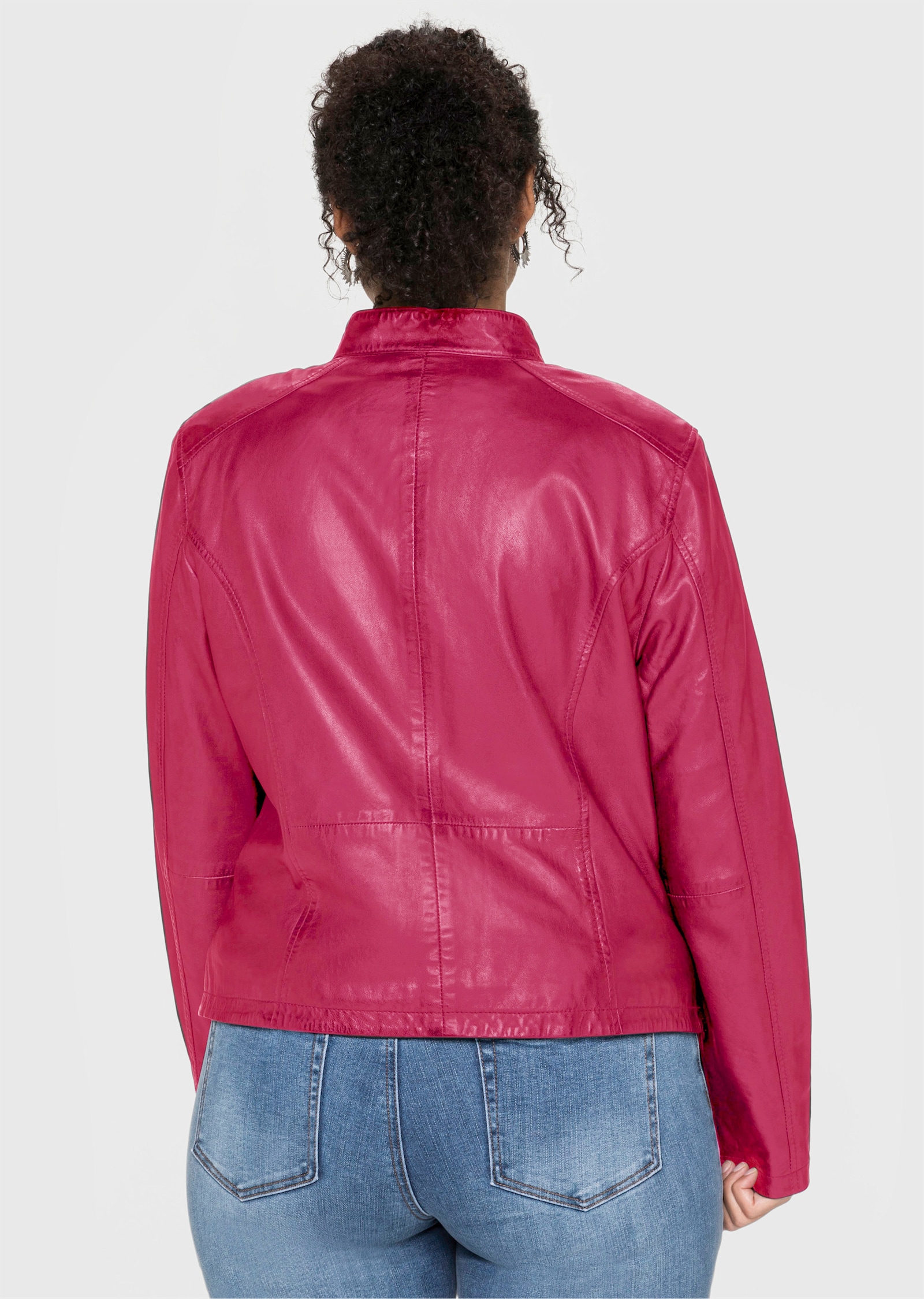 sheego Lederjacke im Biker-Stil - orchidee