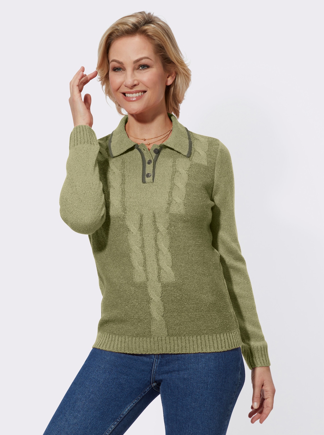 Pullover - lindgrün-meliert