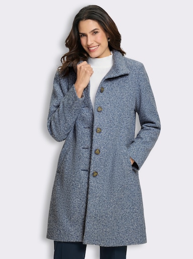  Kurzmantel aus flauschigem Bouclé - rauchblau-meliert