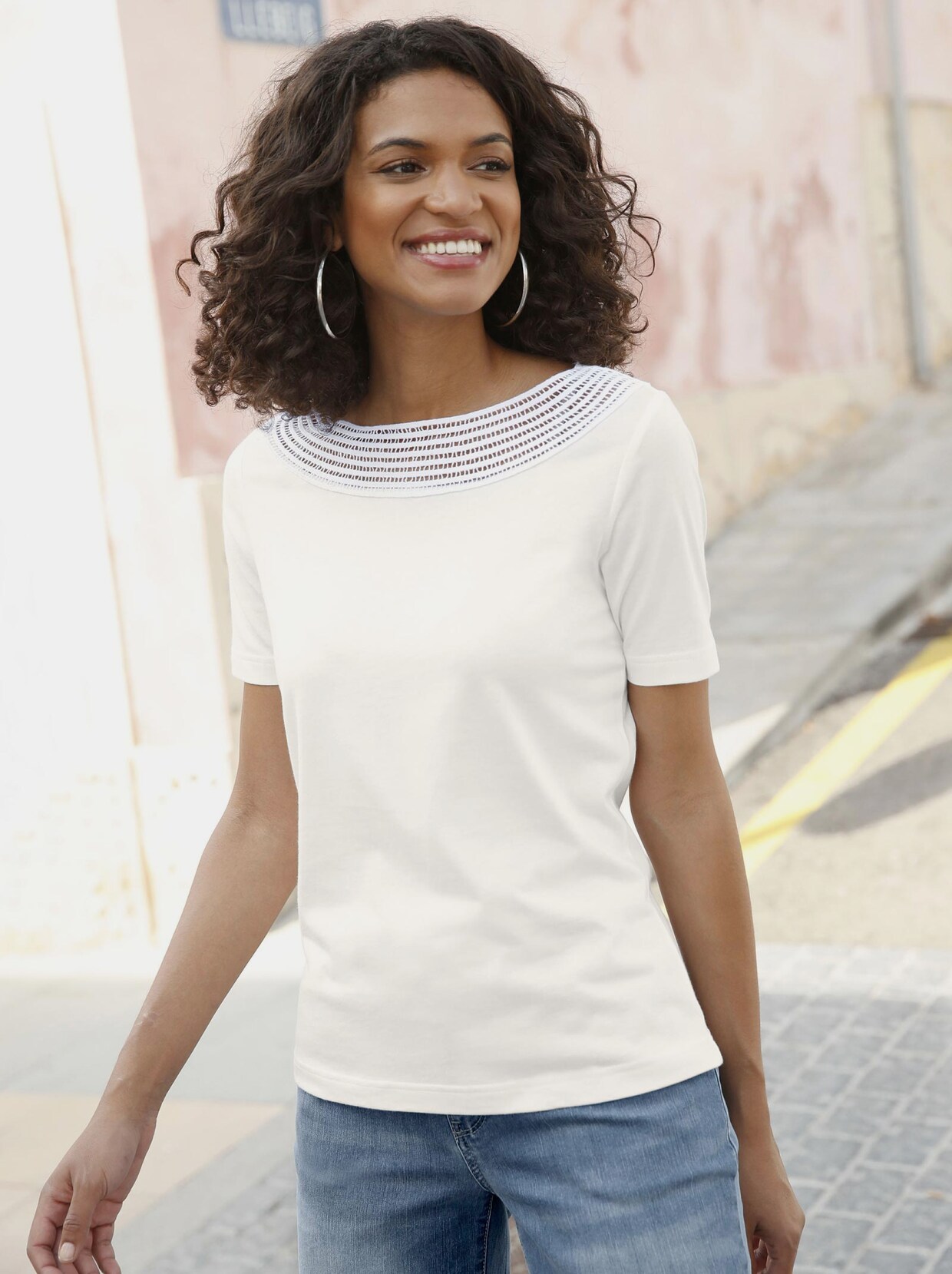 Shirt met korte mouwen - wolwit