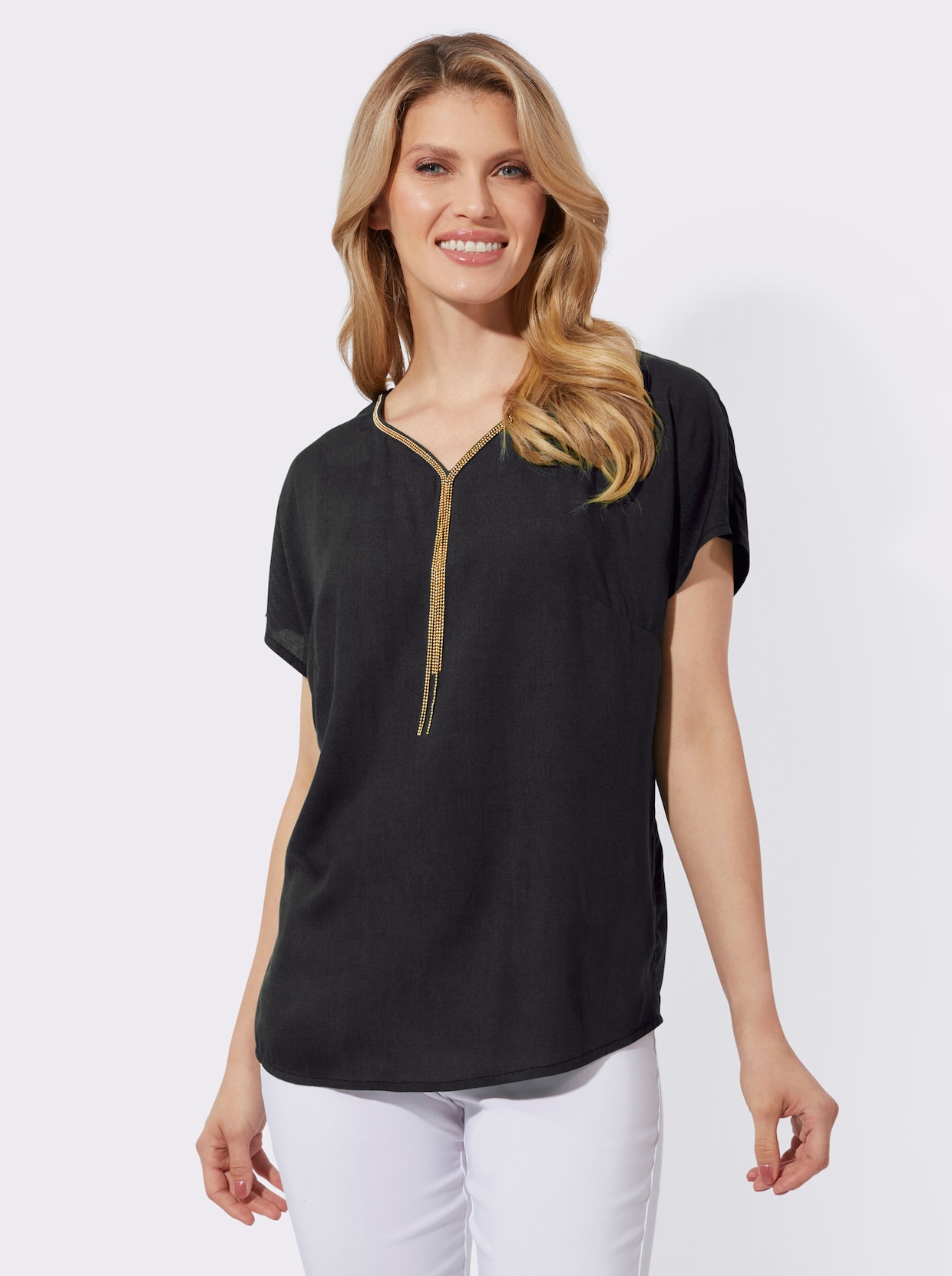 Longline blouse - zwart