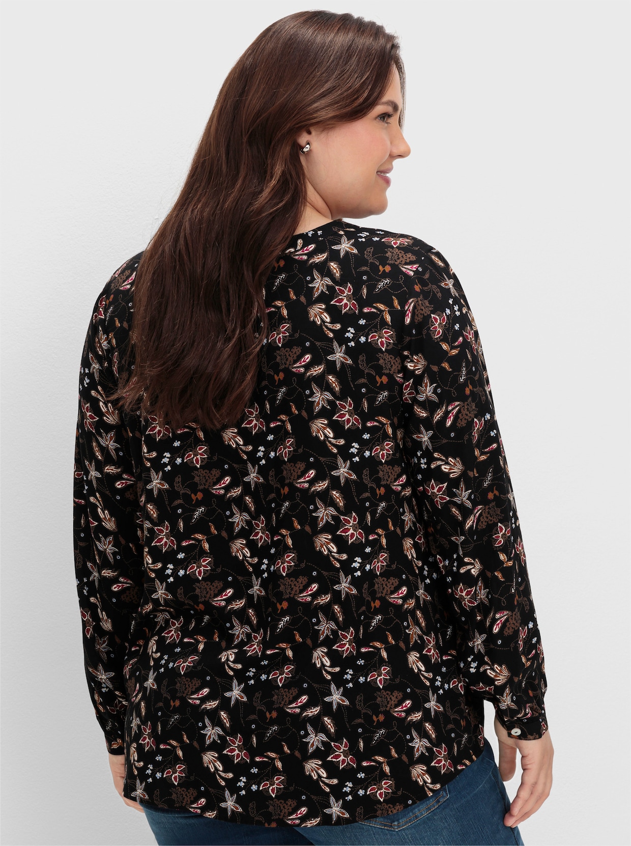 sheego Tuniek - aubergine + zwart gedessineerd