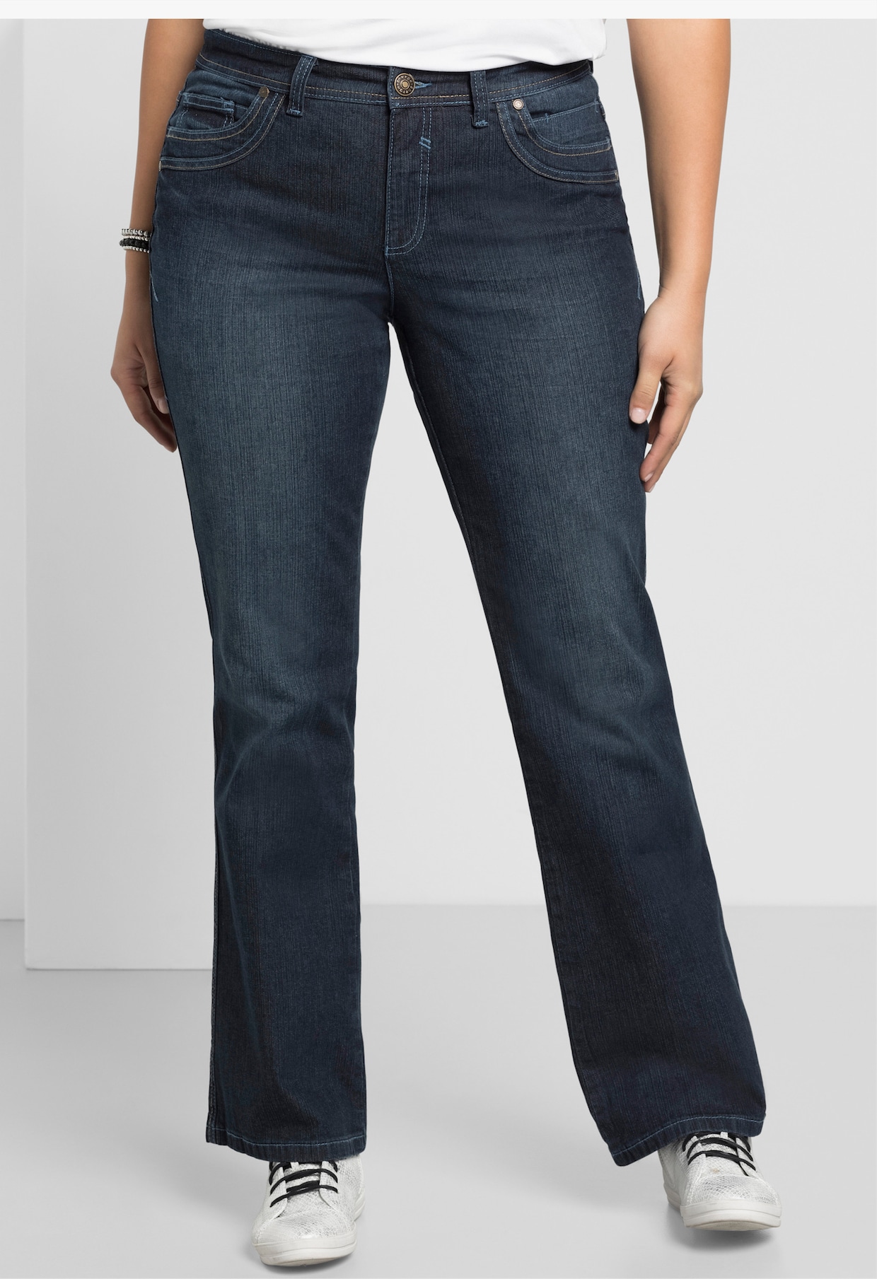 sheego Bootcut-Jeans - dark blue denim