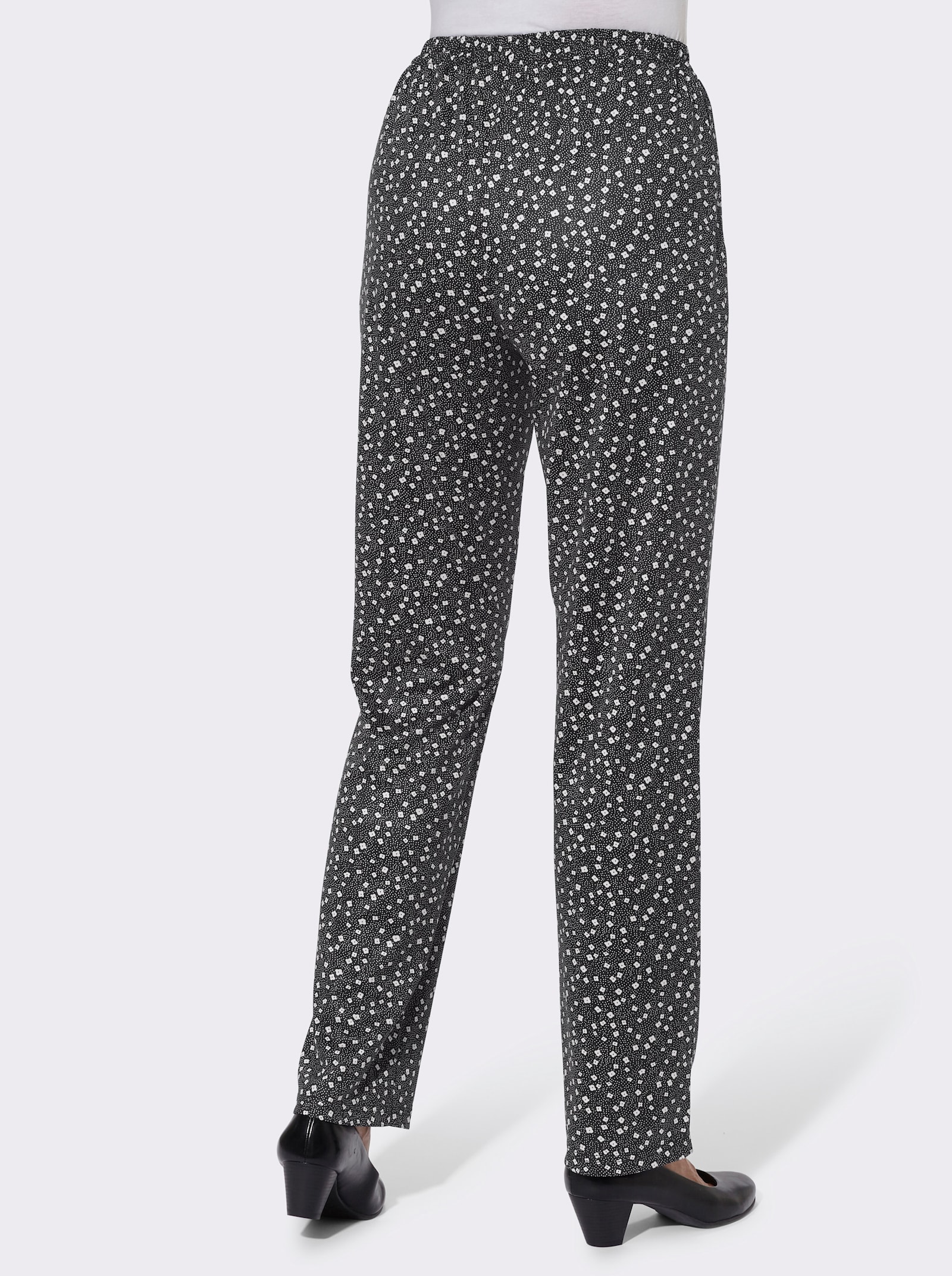 Jerseyhose mit Bindeband - schwarz-millefleurs
