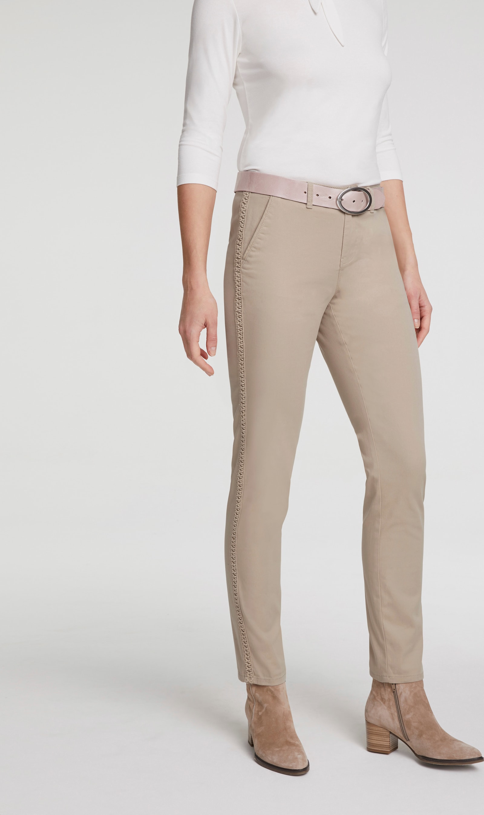 heine Hose mit Fake-Taschen - kiesel