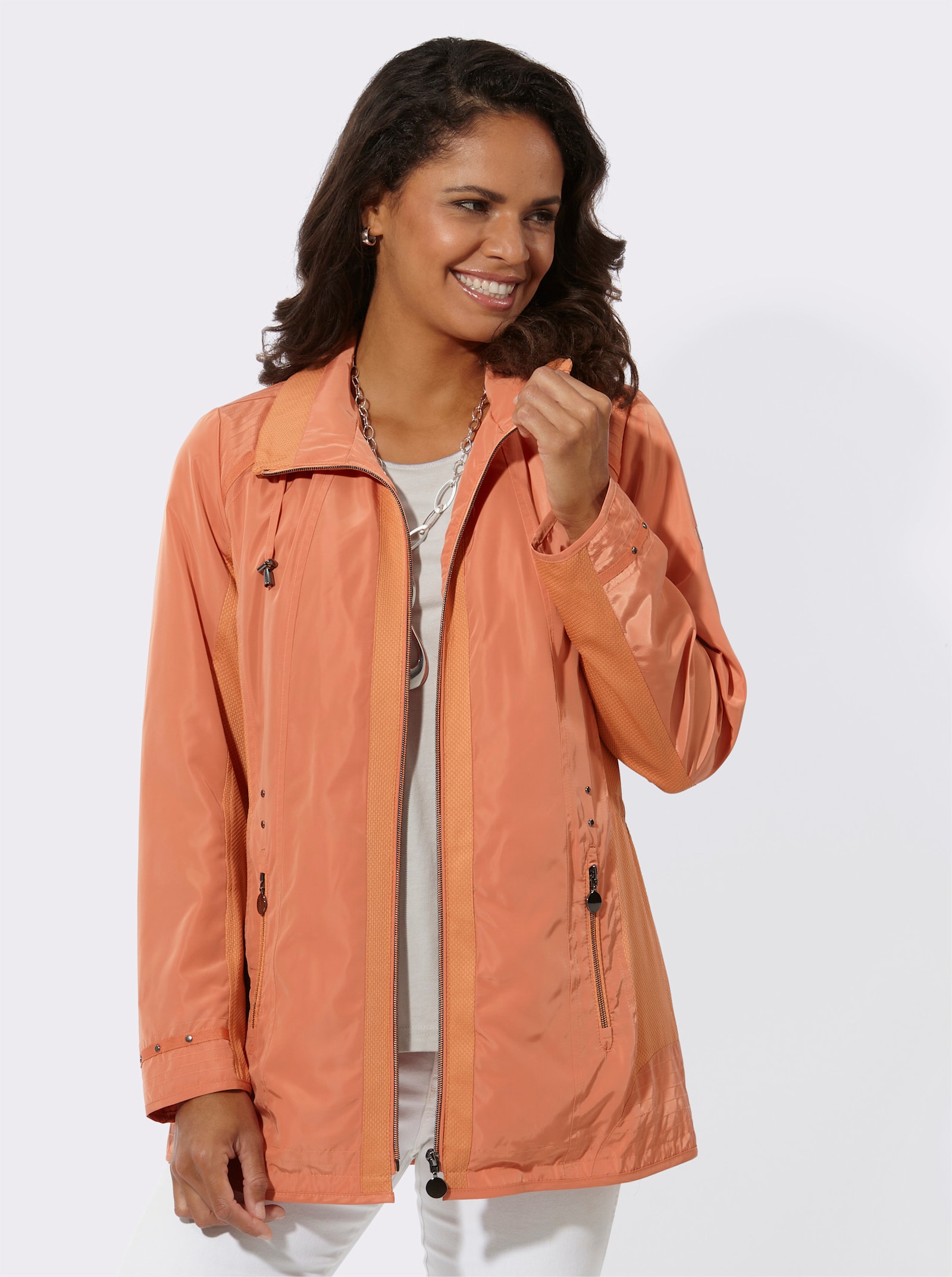 Übergangsjacke mit Mesh-Einsätzen - papaya