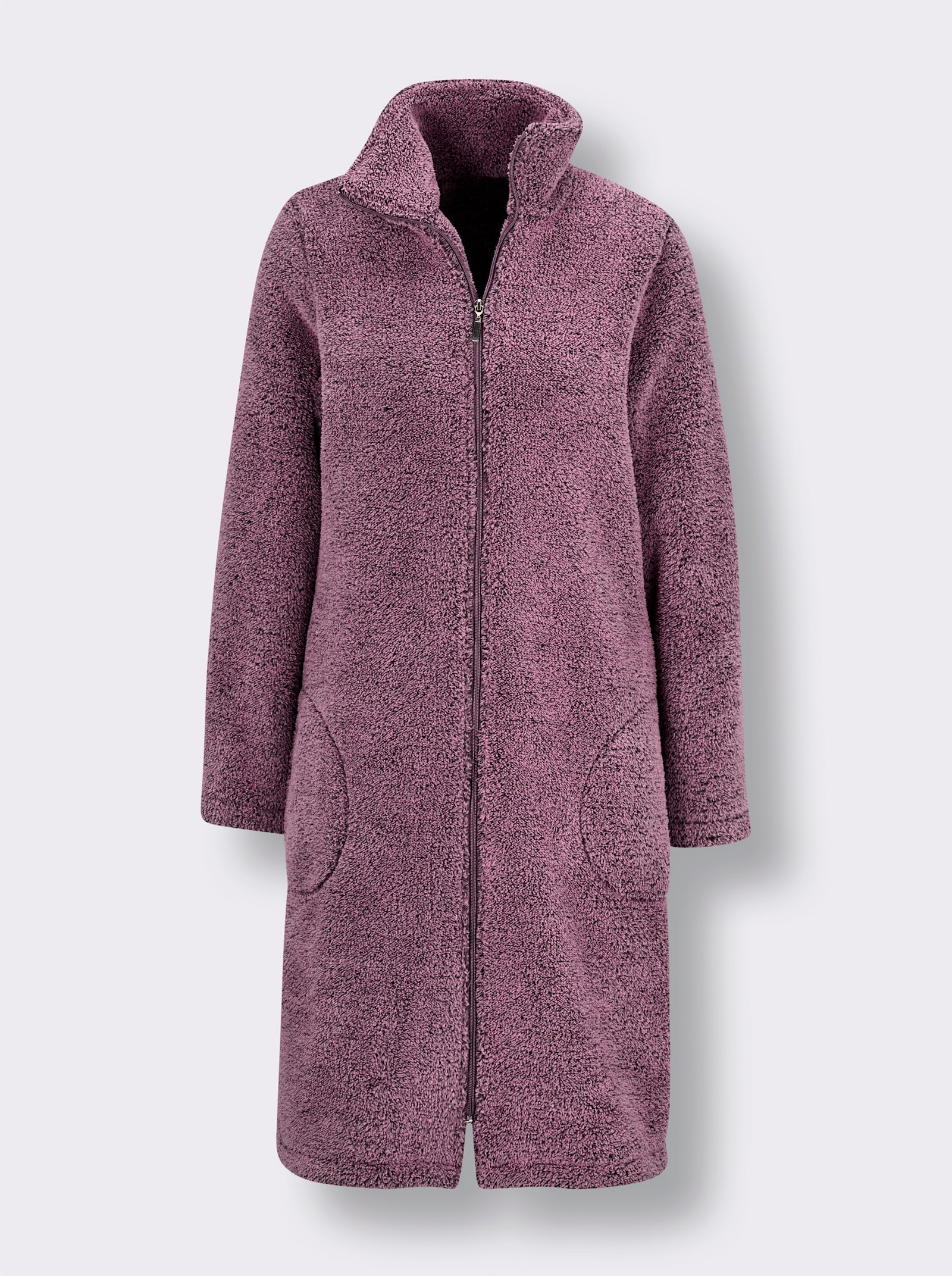 Plantier Damenbademantel aus Teddy-Fleece - altrosa-meliert