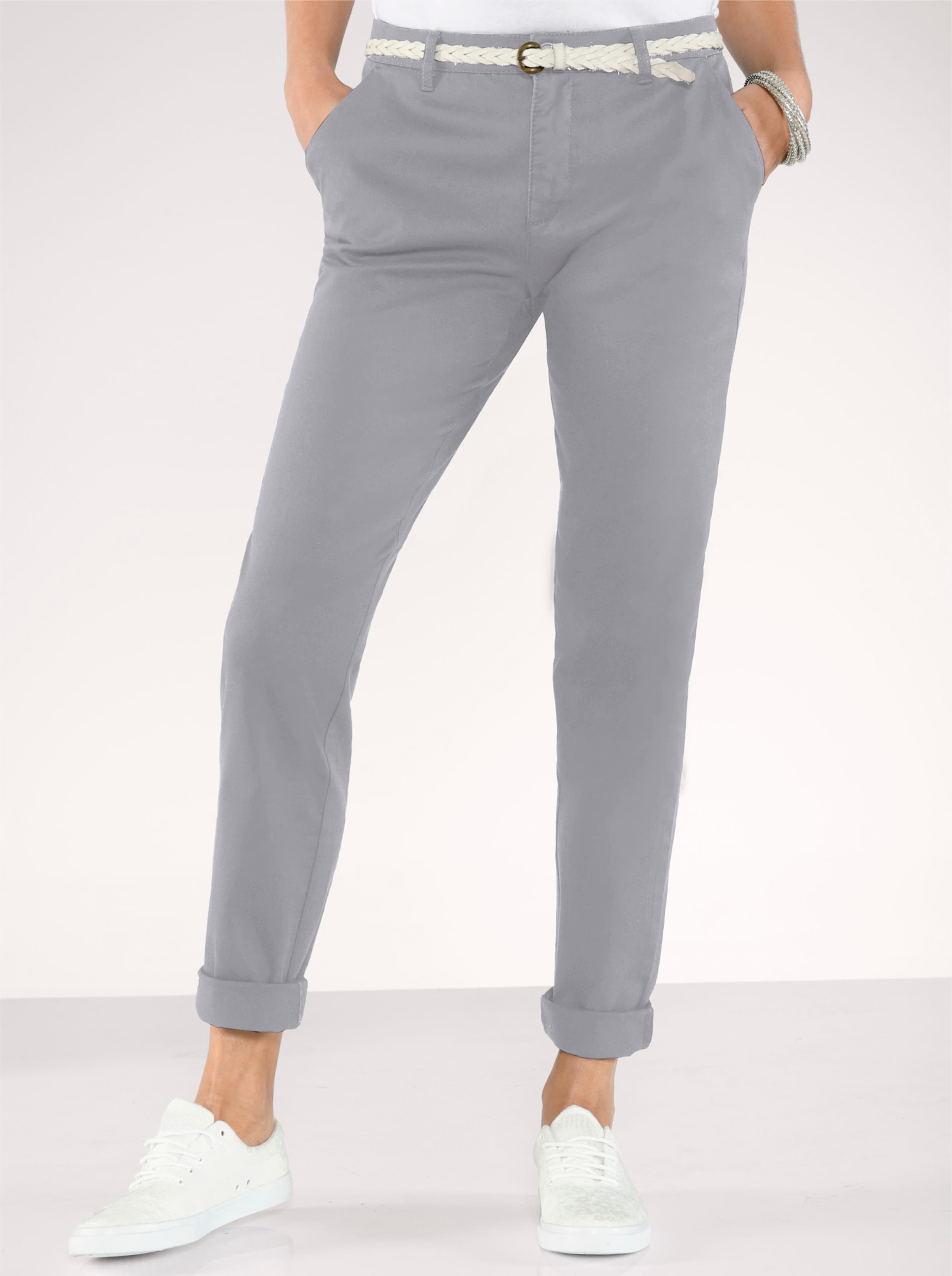 Witt Damen Boyfriend-Hose mit Gürtelschlaufen, grau