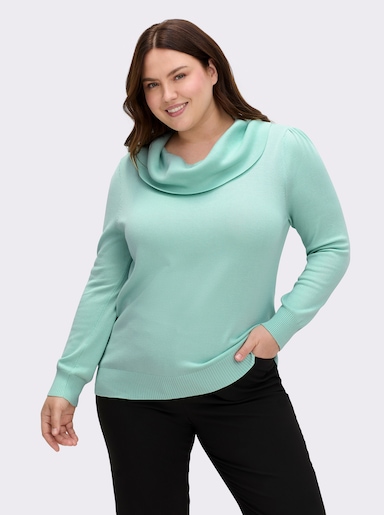 Wasserfallpullover im Baumwoll-Viskose-Mix - mint