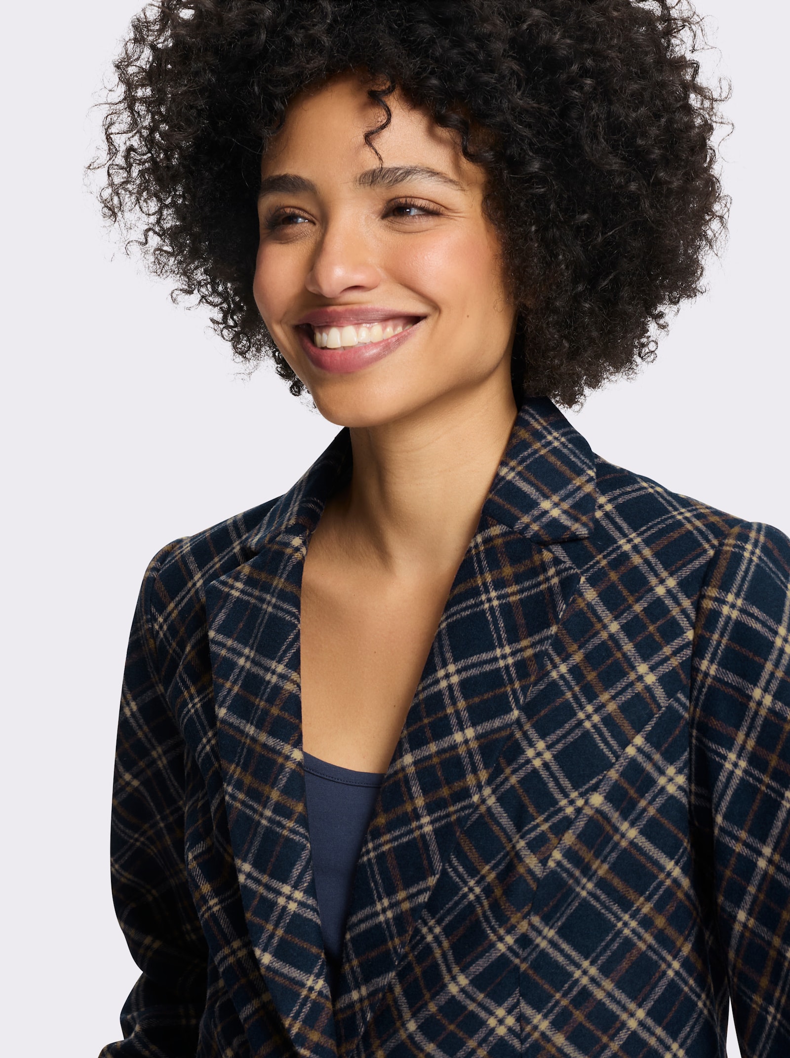 heine Blazer mit Karomuster - marine-braun-kariert