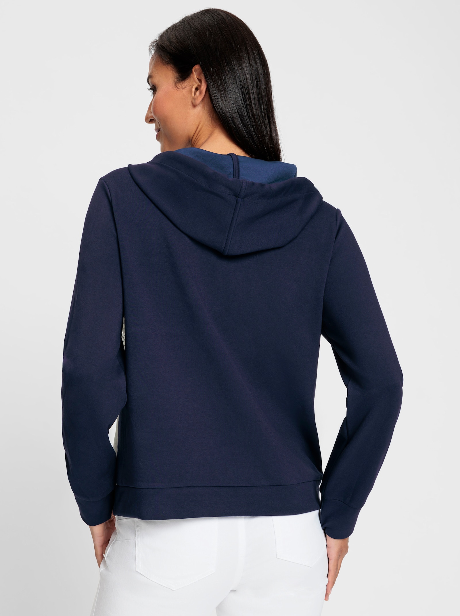 heine Kapuzensweatshirt mit Schriftzug - marine-ecru-bedruckt