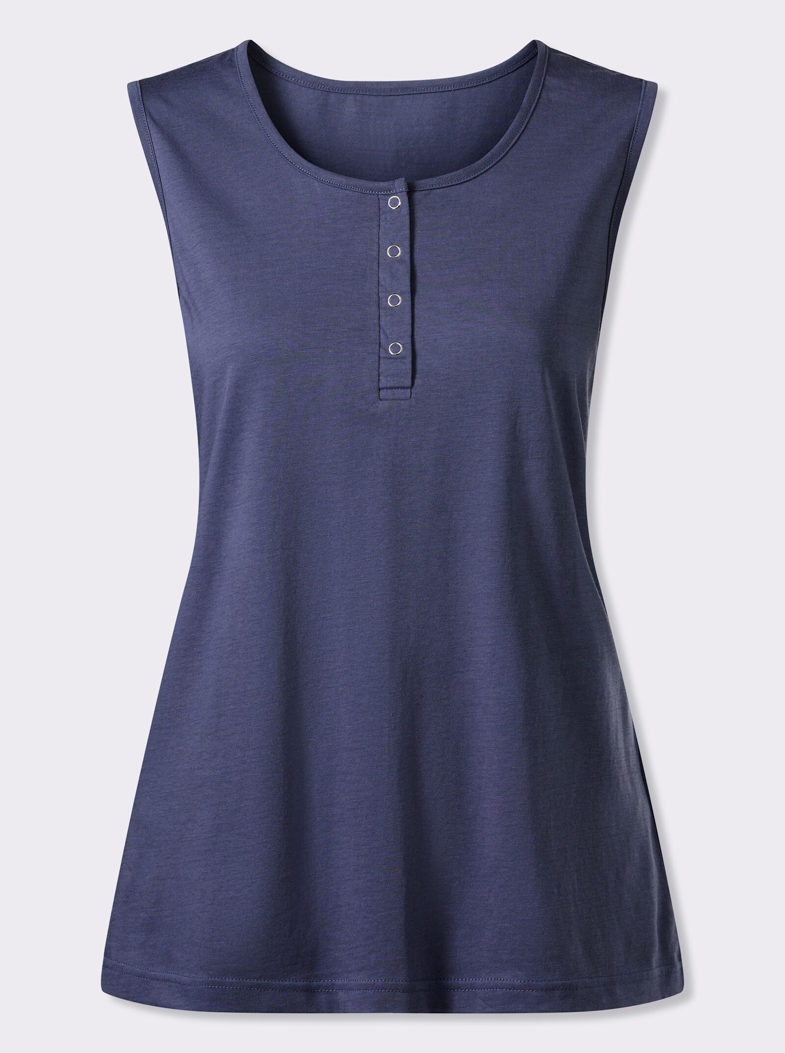 Top s krátkou lištou na patentky - kouřová modrá