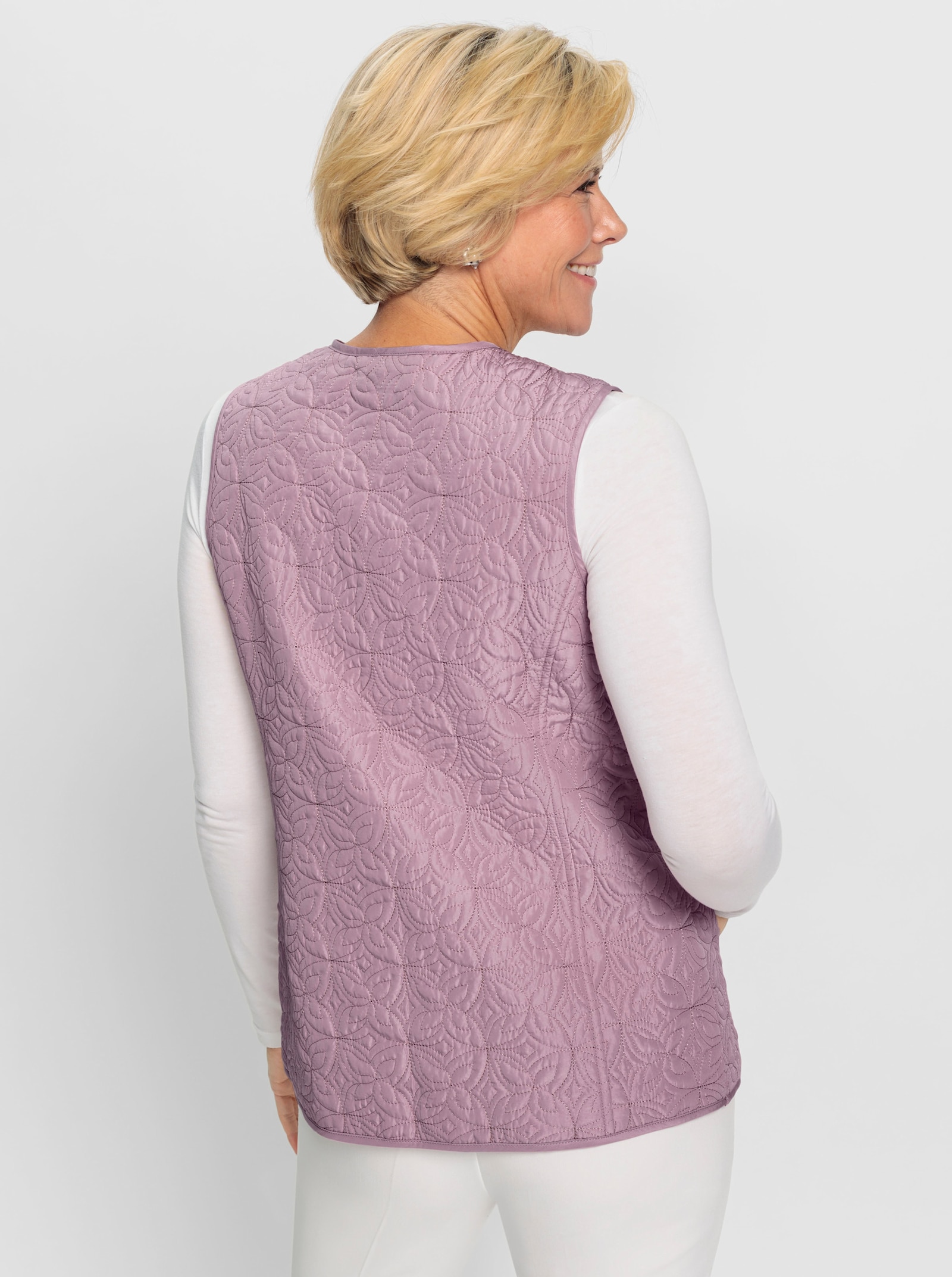 Steppweste mit Schmuckknöpfen - mauve