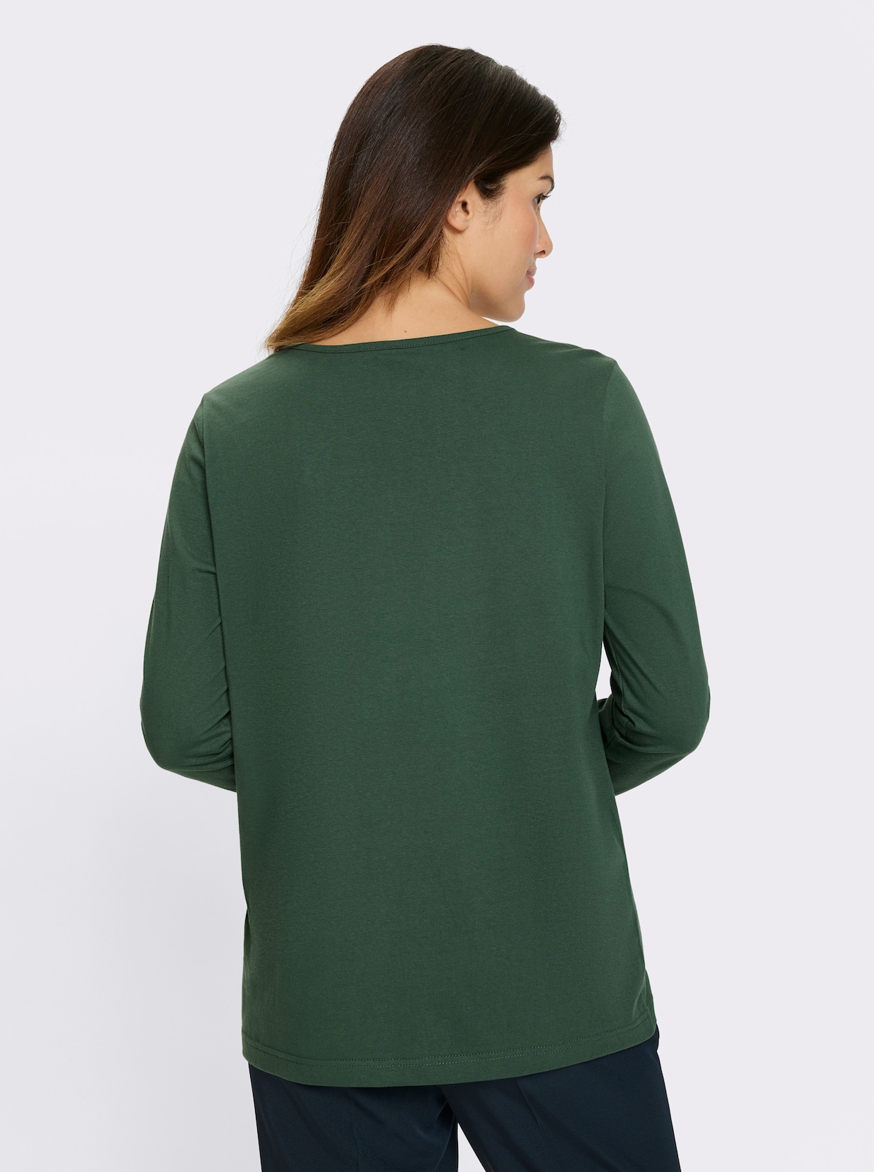 Langarmshirt - moos-weiß
