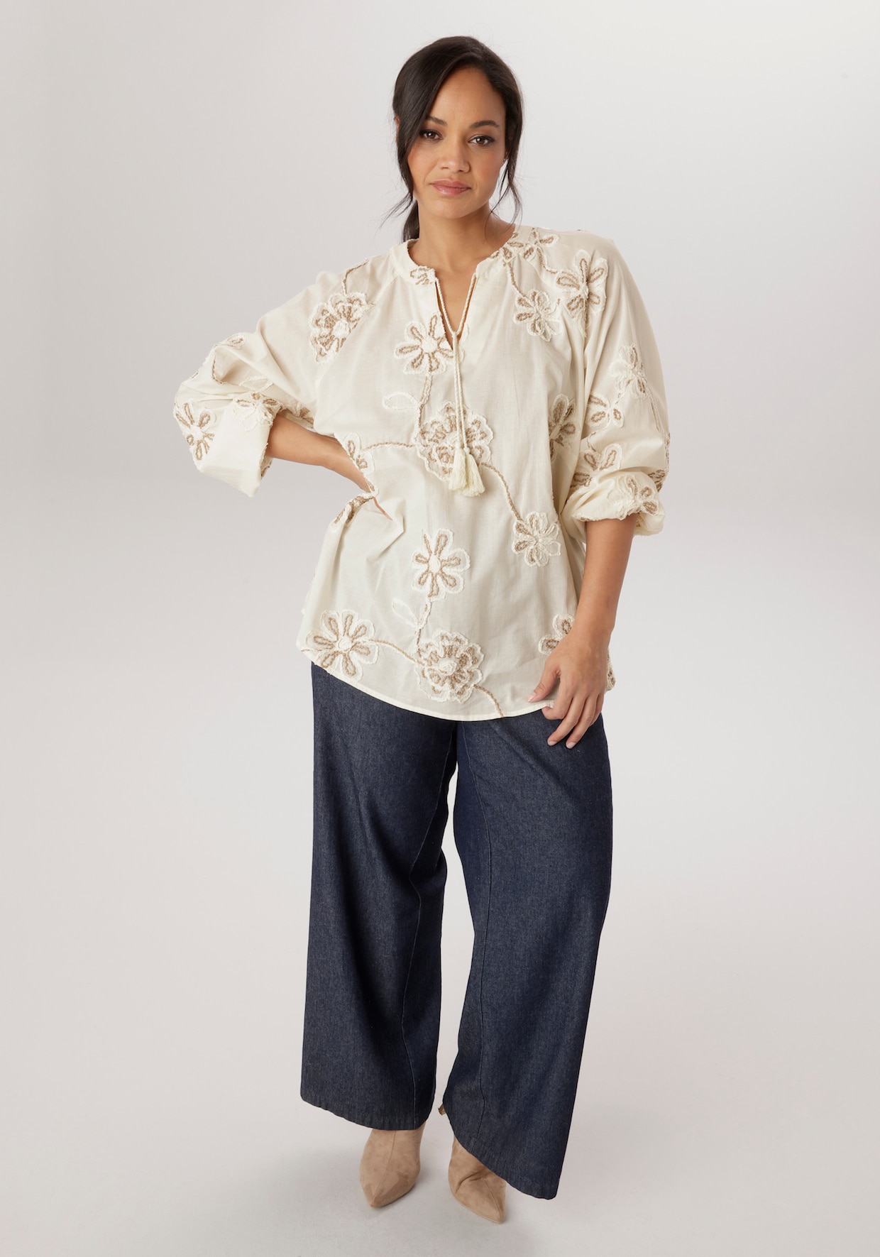 Aniston PLUS Schlupfbluse - natur - braun