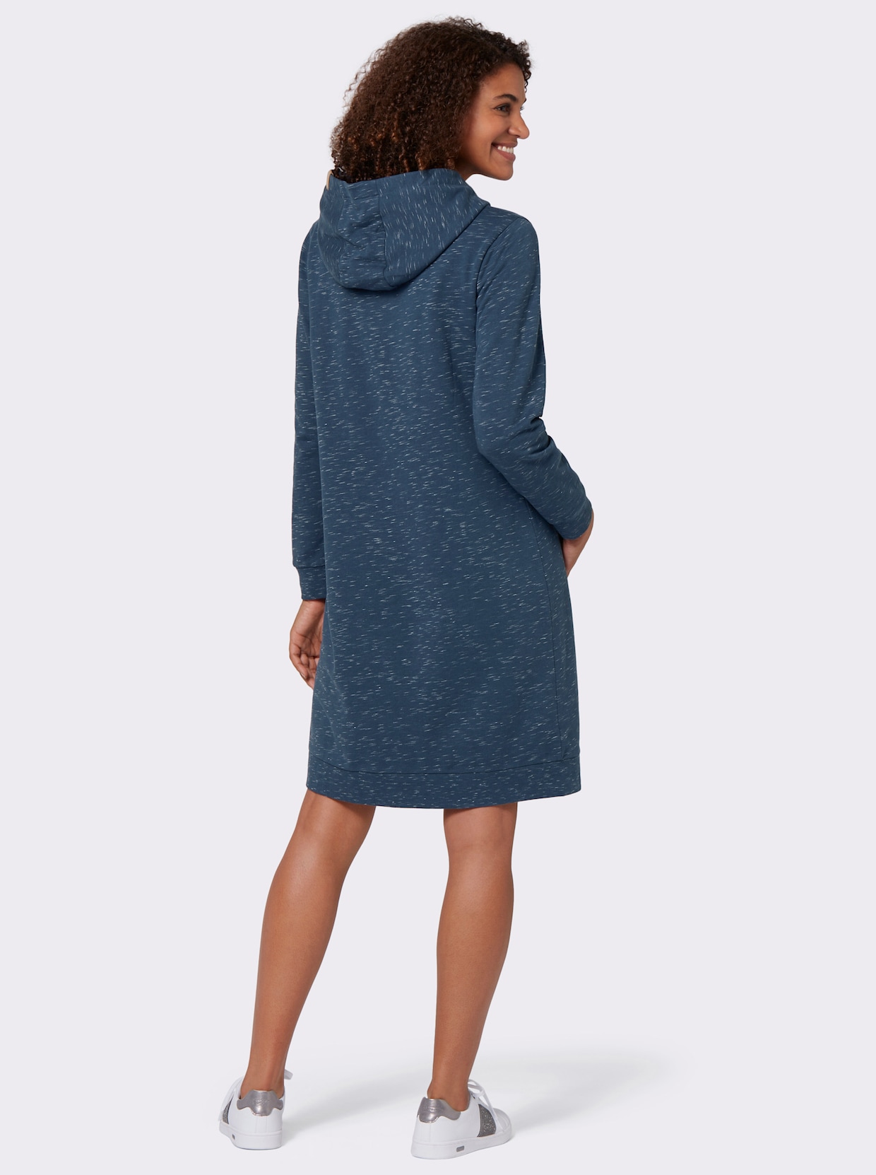 Robe en matière sweat - bleu foncé-blanc-chiné