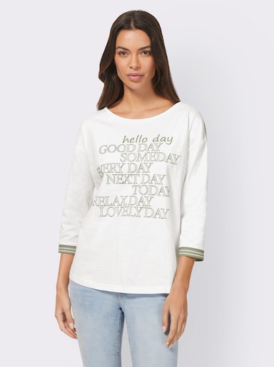 heine 3/4-Arm-Shirt mit glänzendem Print - ecru