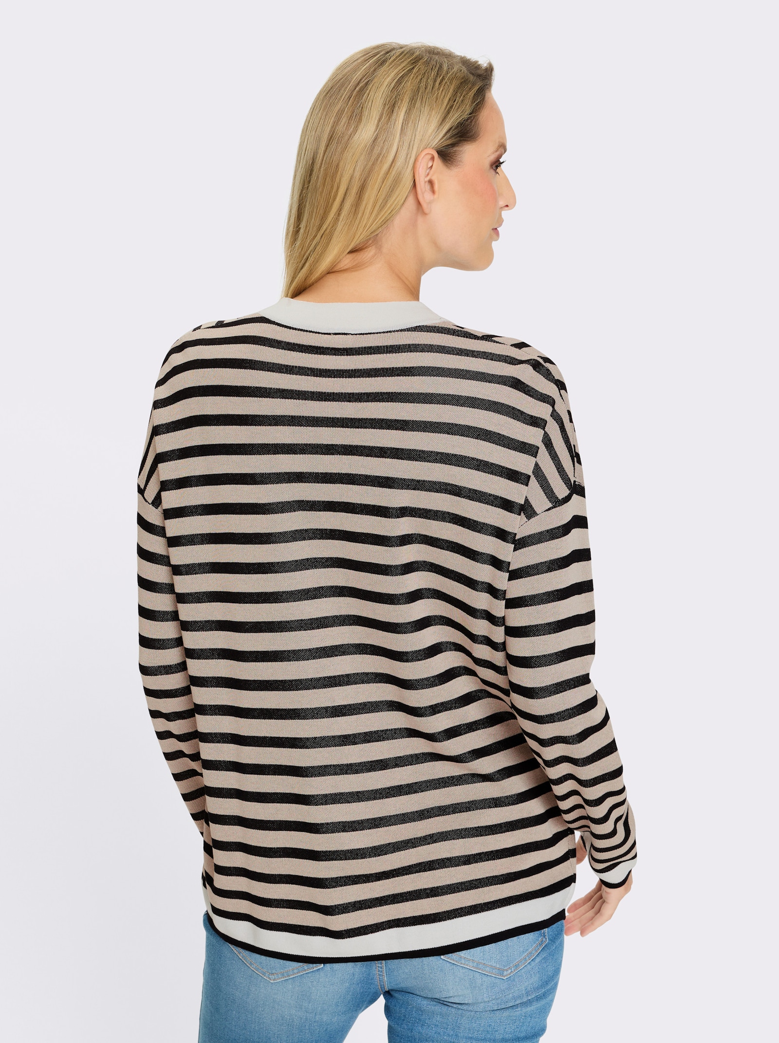 heine Feinstrickjacke mit grafischem Muster - ecru-beige-gemustert