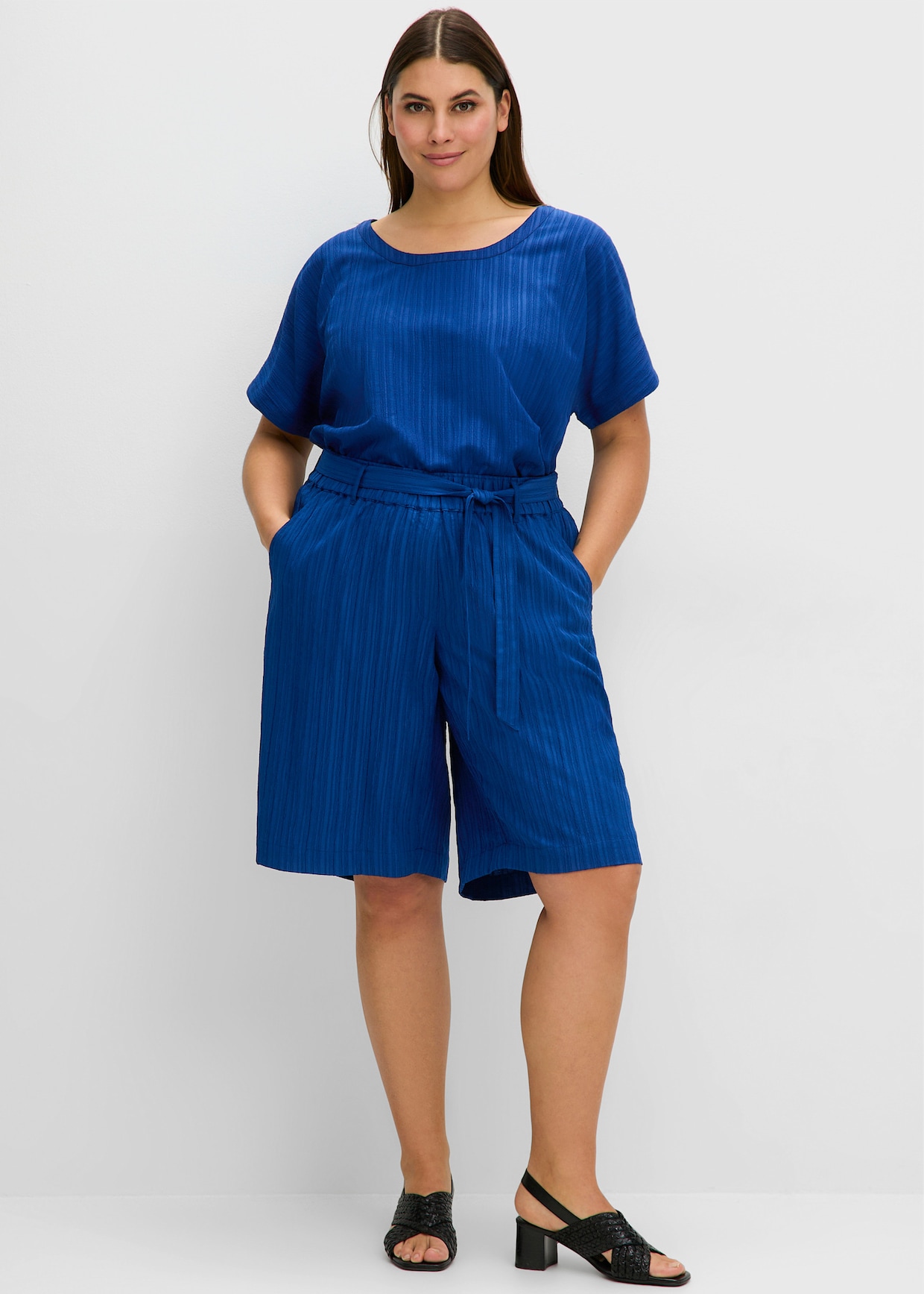 sheego Jeansbermudas - blaubeere