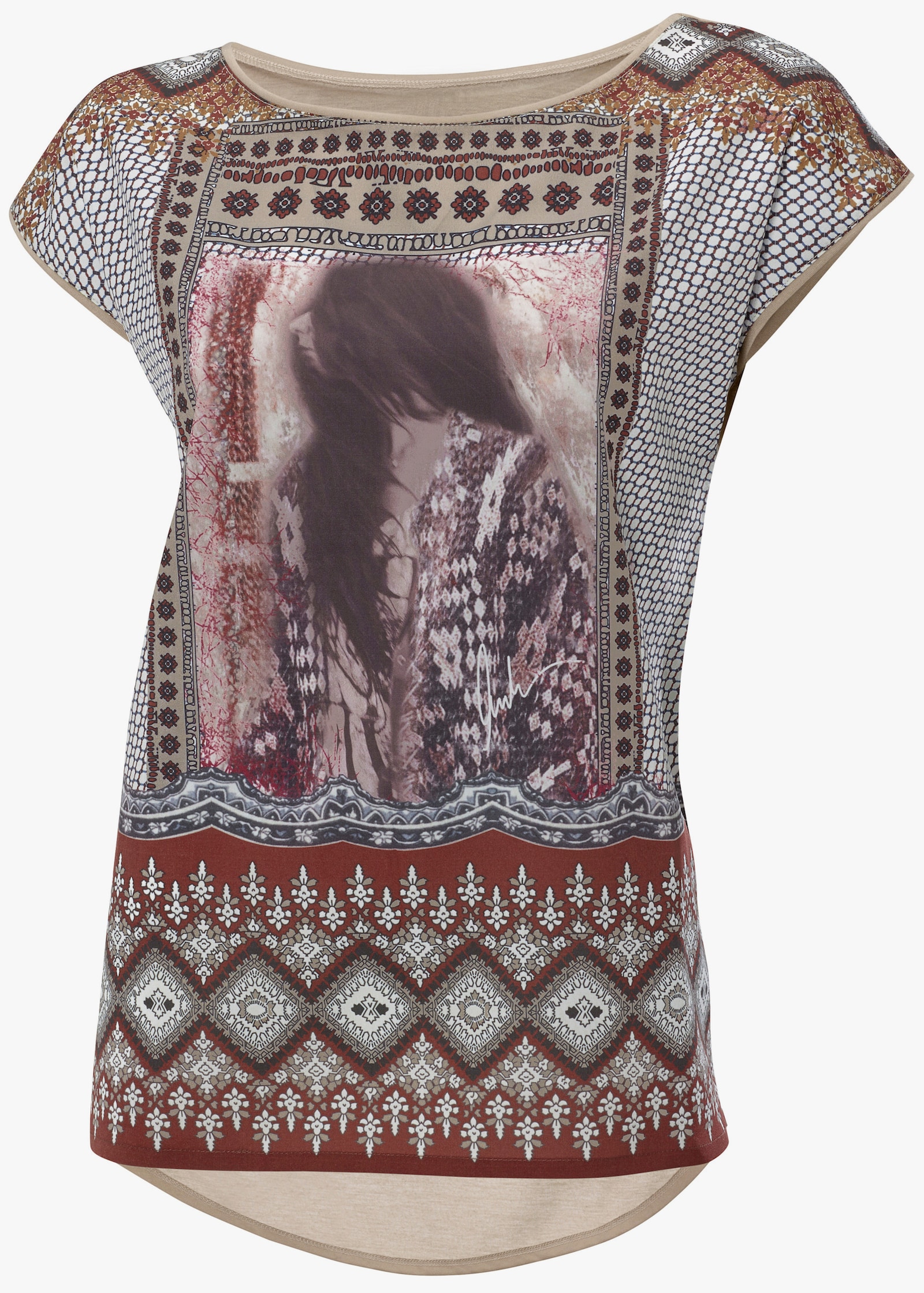 heine T-shirt à manches courtes avec imprimé photo devant - sable