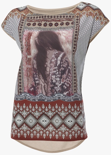 heine Kurzarmshirt mit Foto-Print vorne - sand