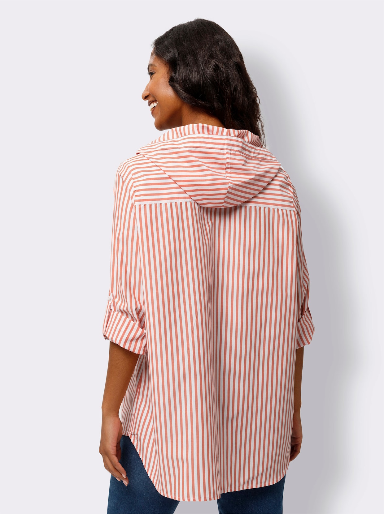 heine Gestreifte Bluse - orange-ecru-gestreift