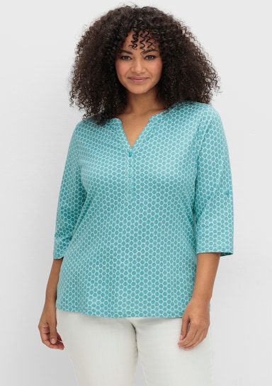 3/4-Arm-Shirt mit krempelbaren Ärmeln - ozean-bedruckt